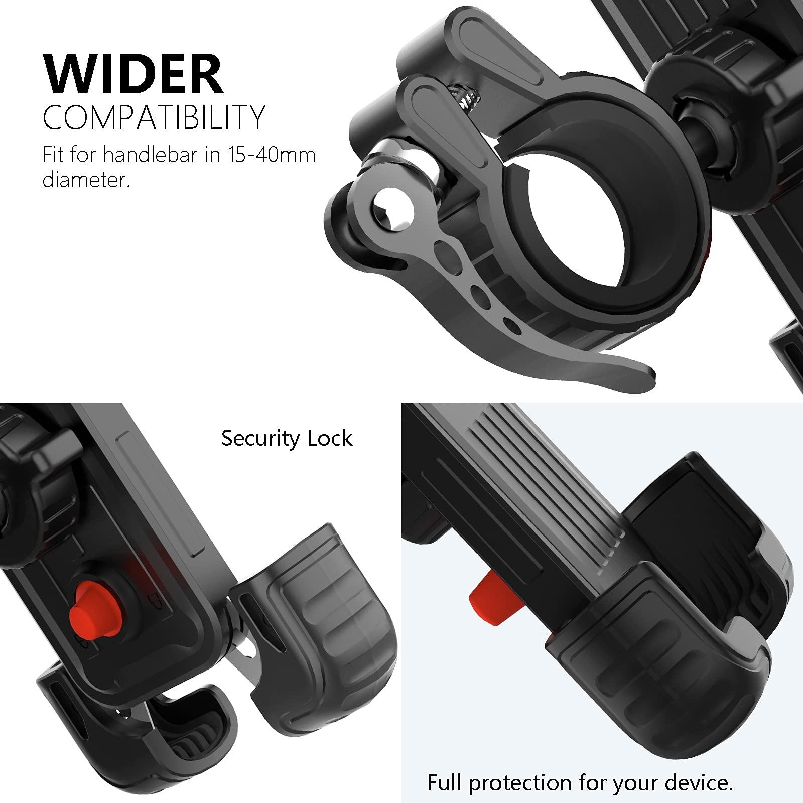 Marspeeder Bike Motorcycle Phone Mount,[Super Stable Metal] Bike Motorcycle Phone Holder with Security Lock, Bicycle Phone Mount with Soft Cushion & Adjustable Clip Compatible with 4.7''-6.8'' Phone - Image 6