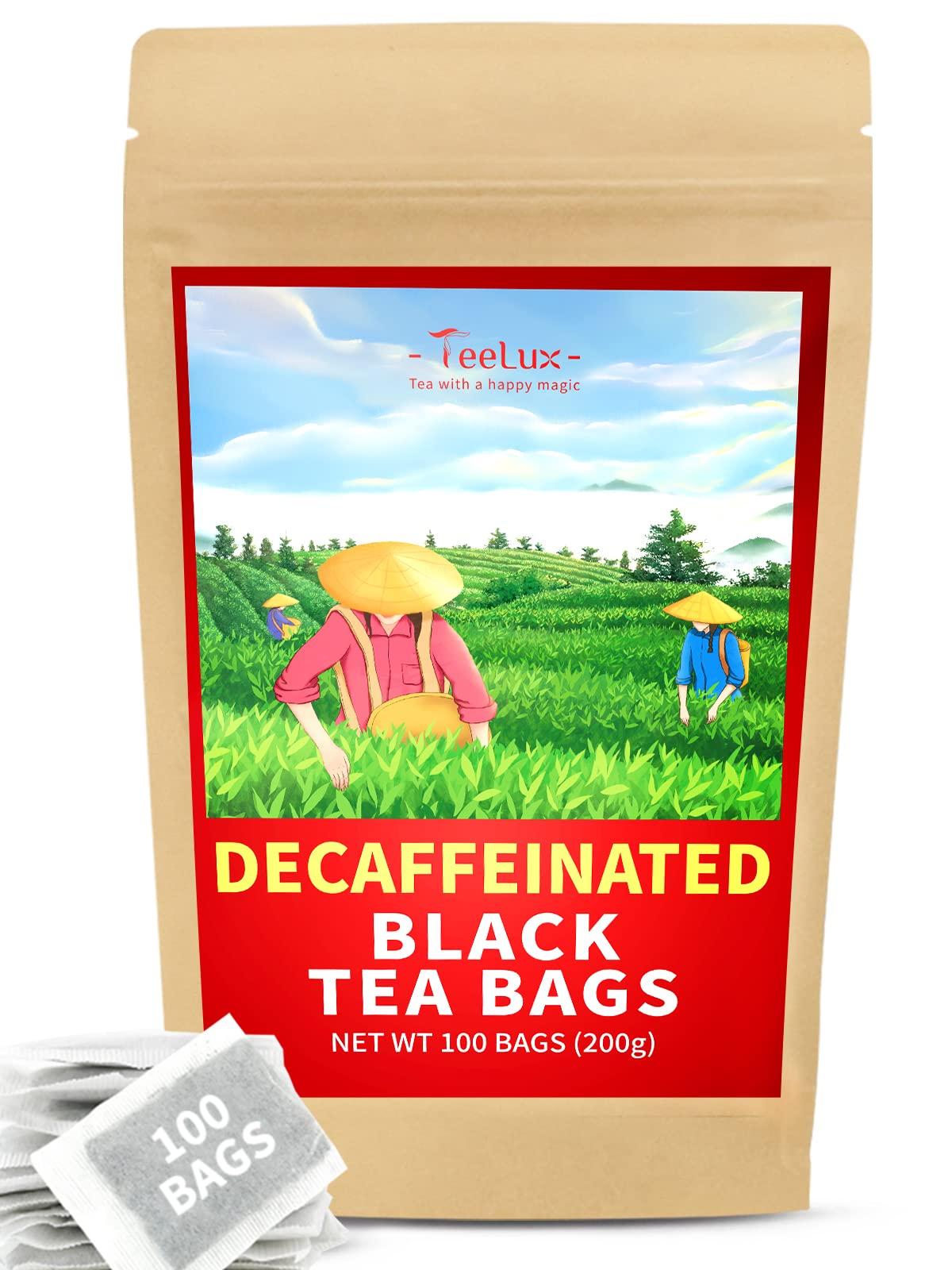 TeeLux Decaf Black Tea Bags, Smooth & Full-Bodied Taste, Premium Decaffeinated Black Tea, 100 Count