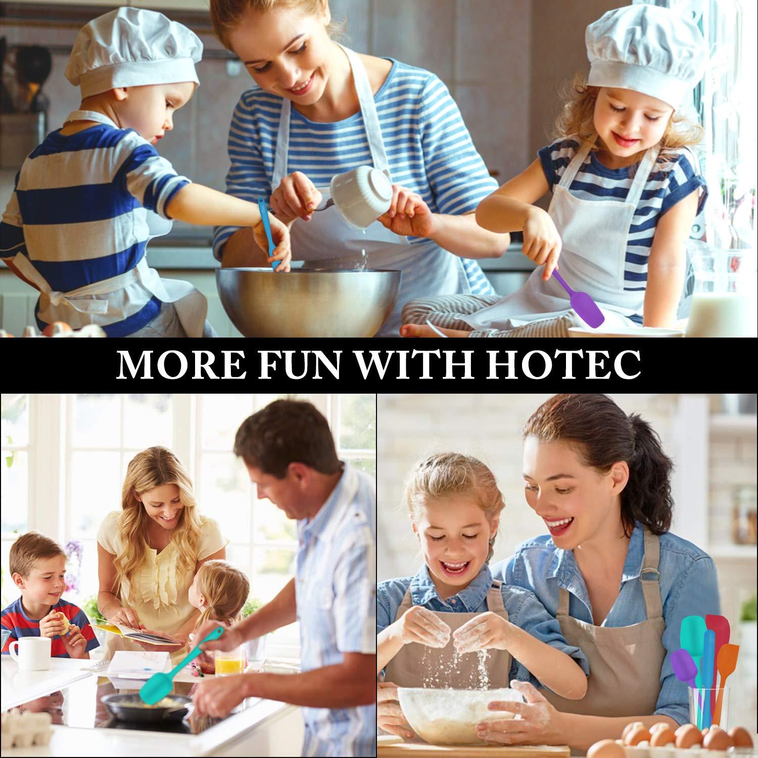 HOTEC Heat Resistant 600℉ Food Grade Silicone Rubber Spatula Set for Baking, Cooking, and Mixing Non Stick Dishwasher Safe BPA-Free Multicolor Set of 5 - Image 7