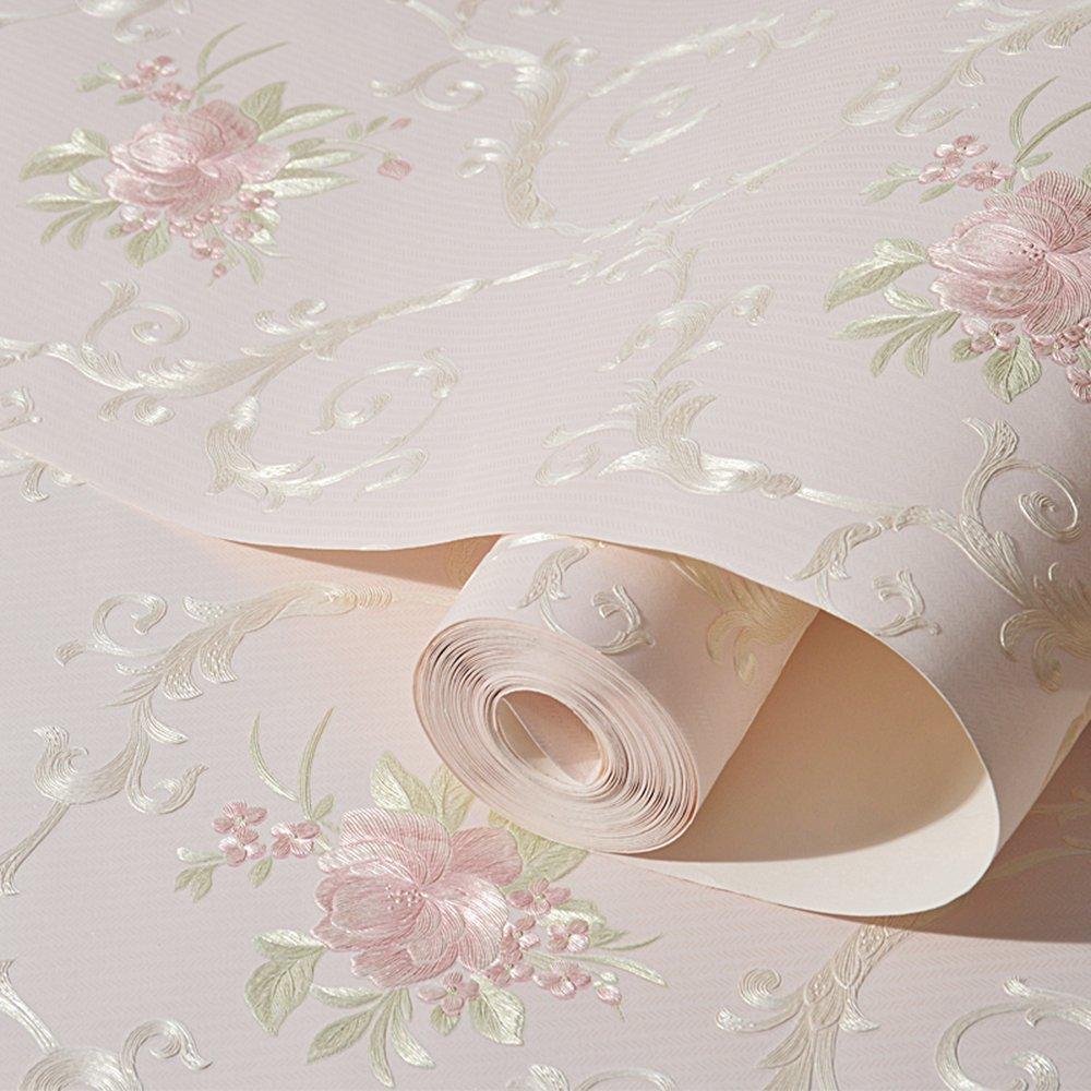 GLOW4U Non-Woven Decorative Flower Contact Paper Self Adhesive Luxury Embossed Floral Peel and Stick Wallpaper for Wall Livingroom Bedroom Crafts Wall Decor 20.83 Inches by 9.8 Feet