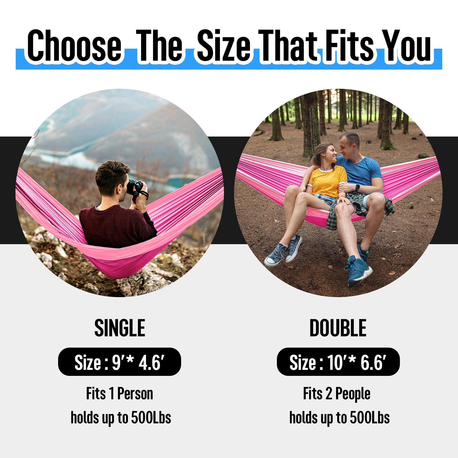 Grassman Camping Hammock Double & Single Portable Hammock with Tree Straps, Lightweight Nylon Parachute Hammocks Camping Accessories Gear for Indoor Outdoor Backpacking, Travel, Hiking, Beach - Image 2