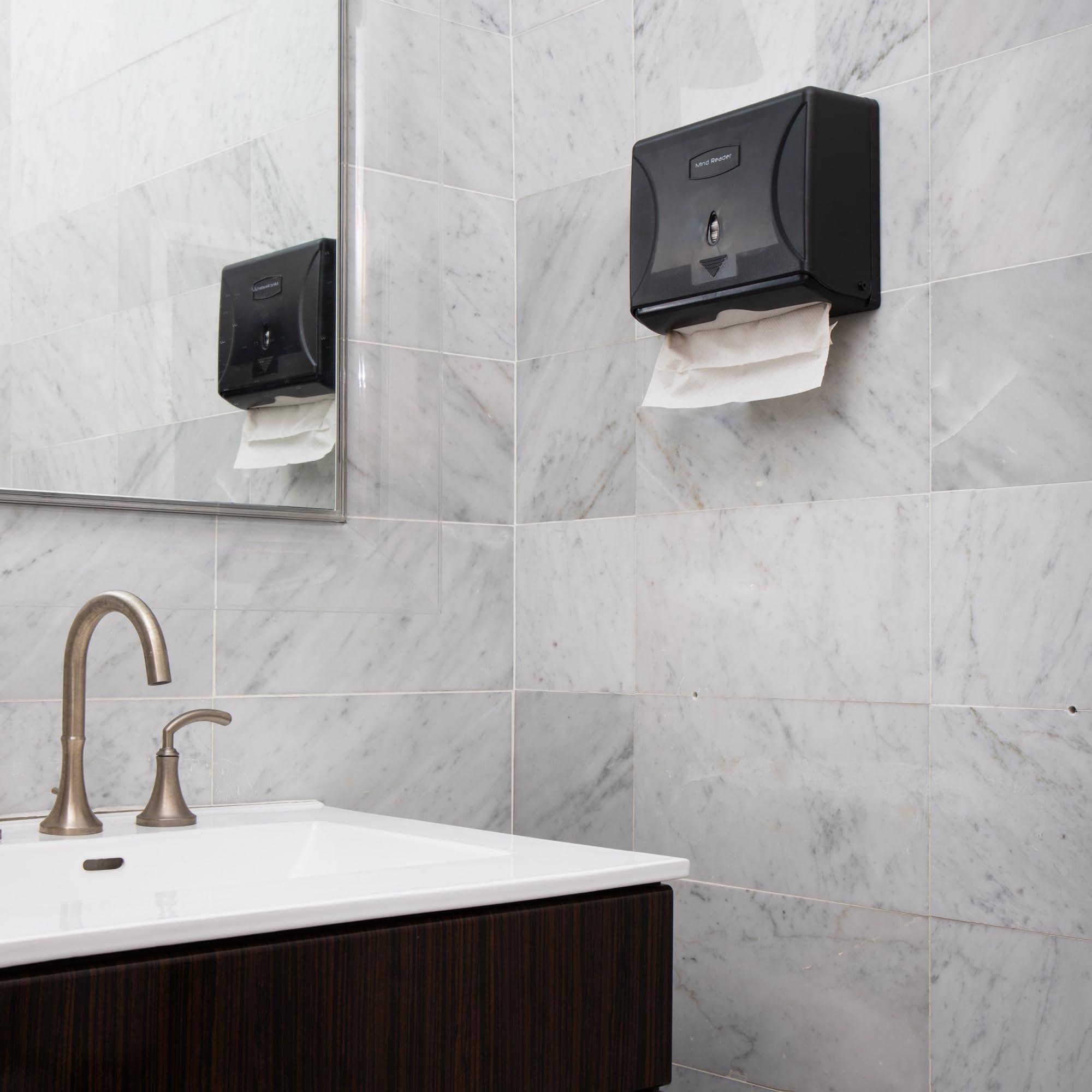 Mind Reader Paper Towel Dispenser, Tri-Fold Towel Holder, Restroom, Wall Mount, Bathroom, 10.25"L x 3.75"W x 8"H, Black - Image 6