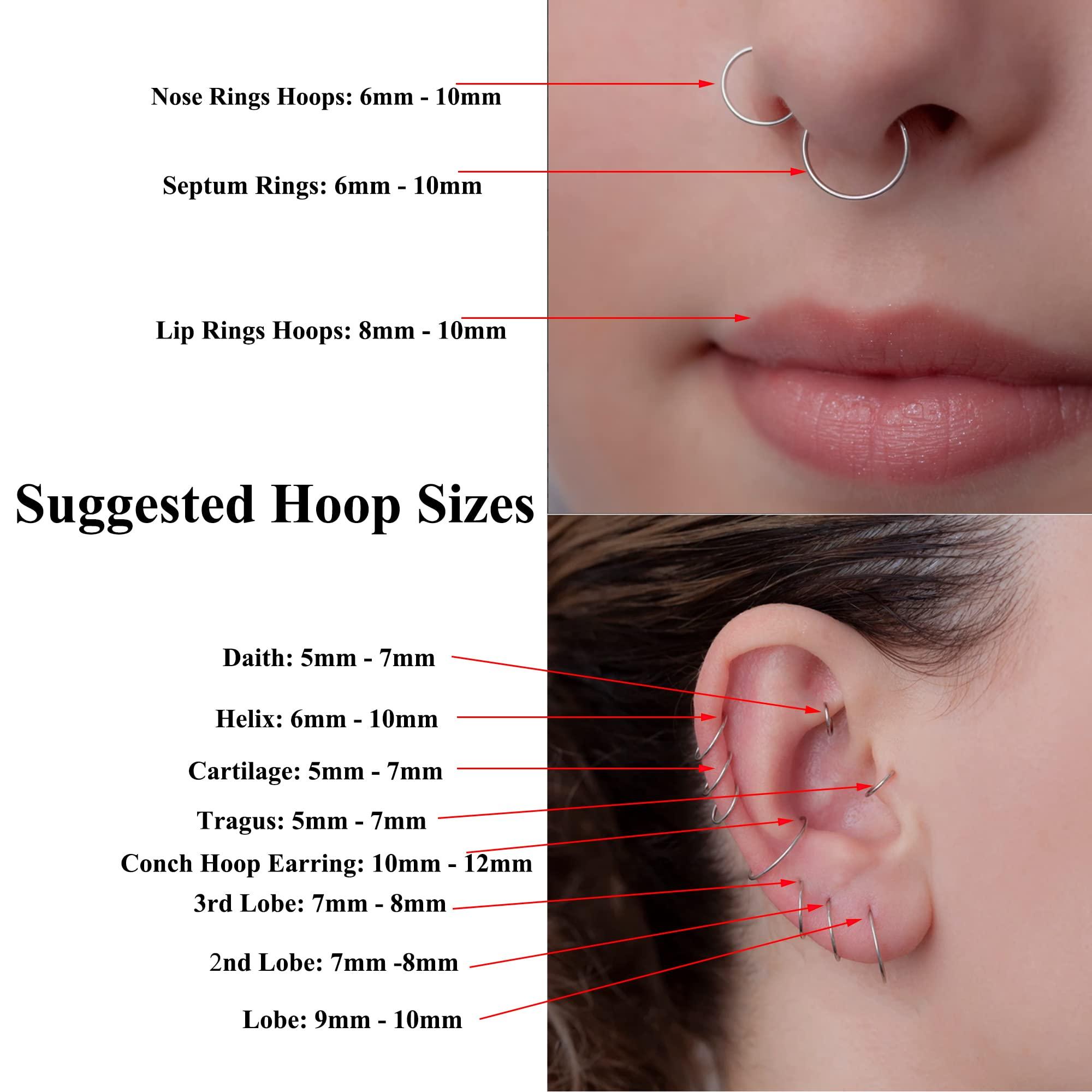 Aumeo 14G 16G 18G 20G Nose Ring Hoop Stainless Steel Hinged Segment Rings Hoops Nose Clicker Ring Tragus Helix Cartilage Daith Rook Earring Piercing Jewelry for Women Men - Image 5