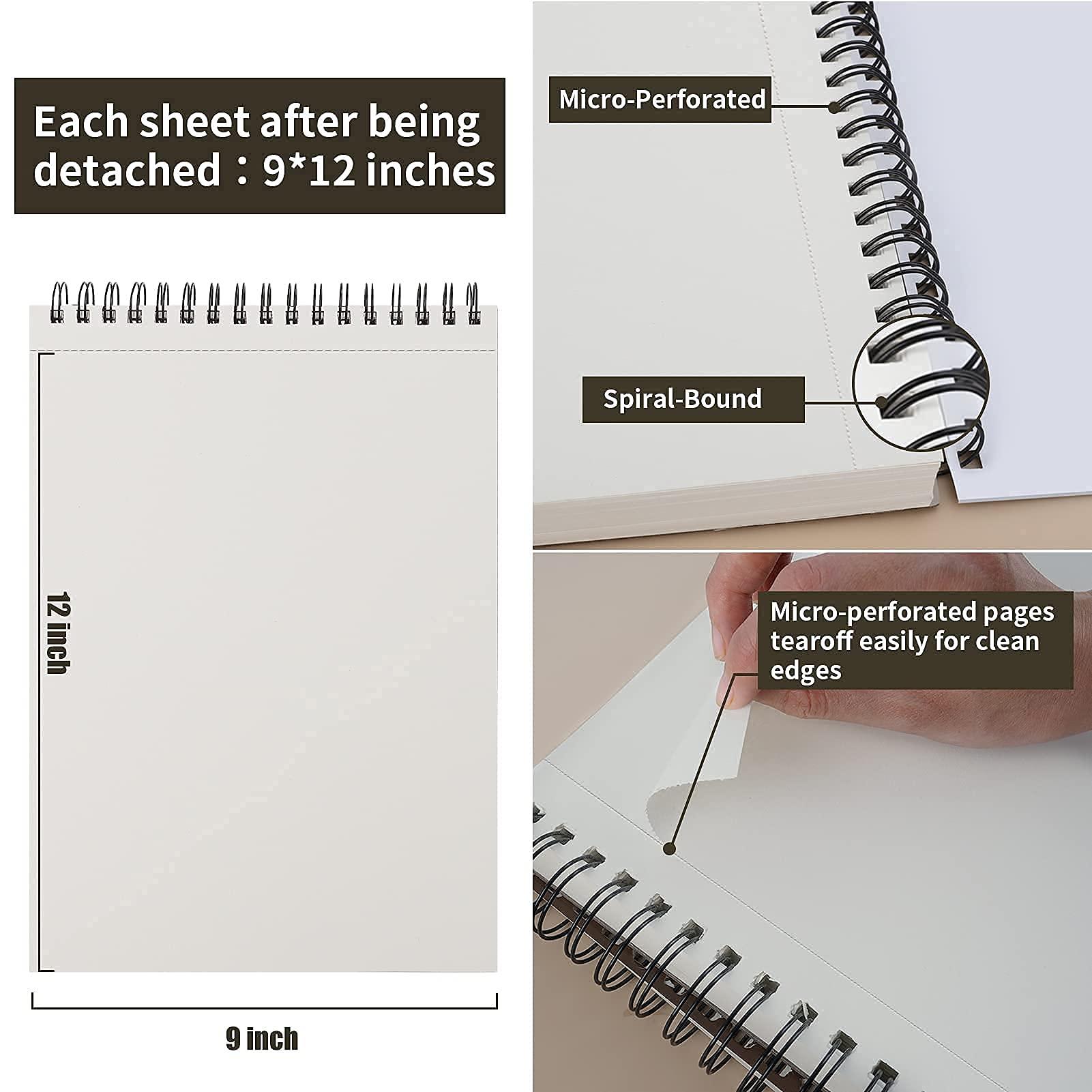 Fuxi 9" x 12" Sketch Book, Top Spiral Bound Sketch Pad, 1 Pack 100 Sheets 68lb/100gsm Drawing Paper, Acid Free Art Sketchbook Blank Painting Writing Drawing Pad for Kids Beginners Artists. - Image 4