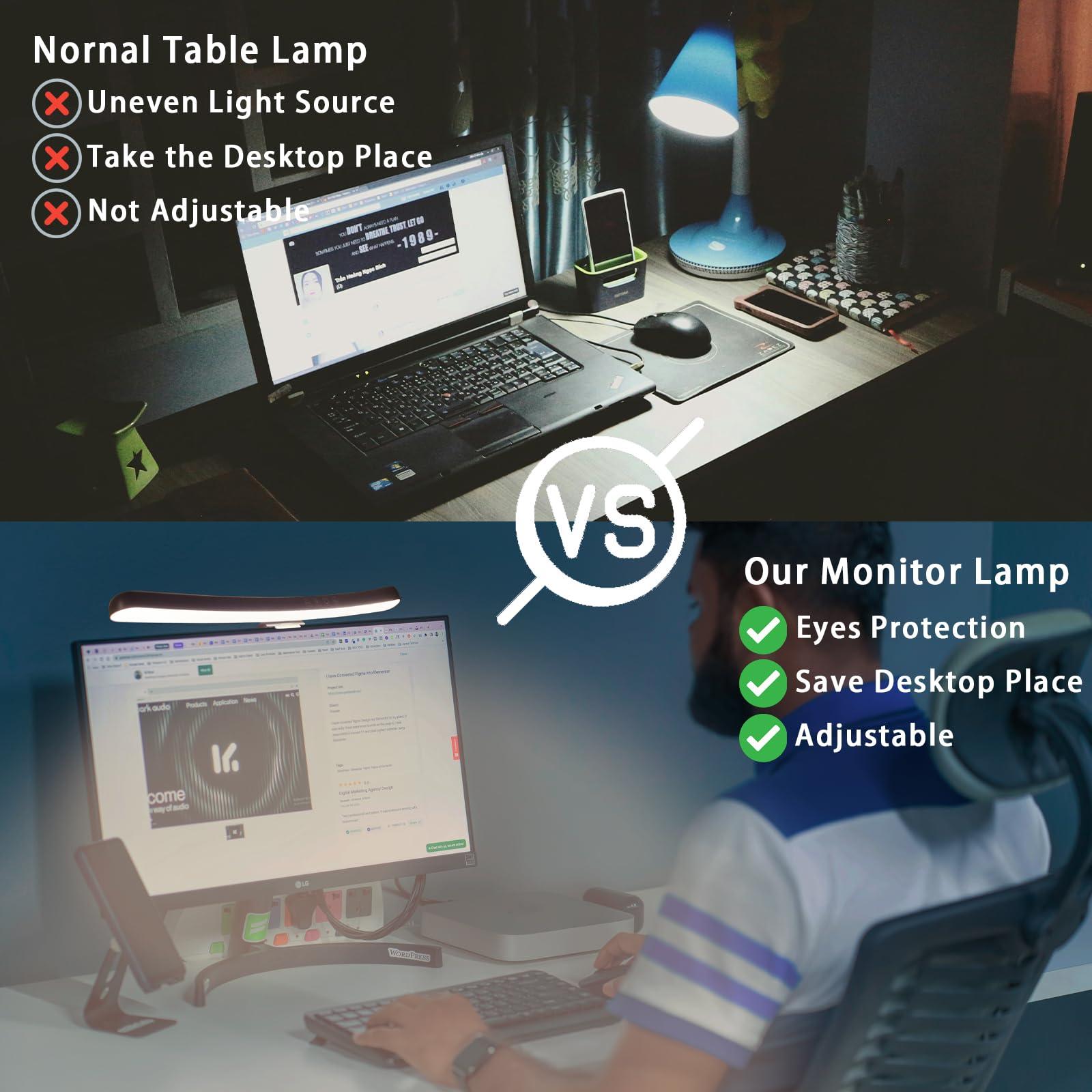 Curved Monitor Light Bar for 24-27 Inch Curved Screens Light Bar with 7 RGB, Stepless Dimming 3 Color Temperatures USB Powered Gaming Computer Light - Image 6