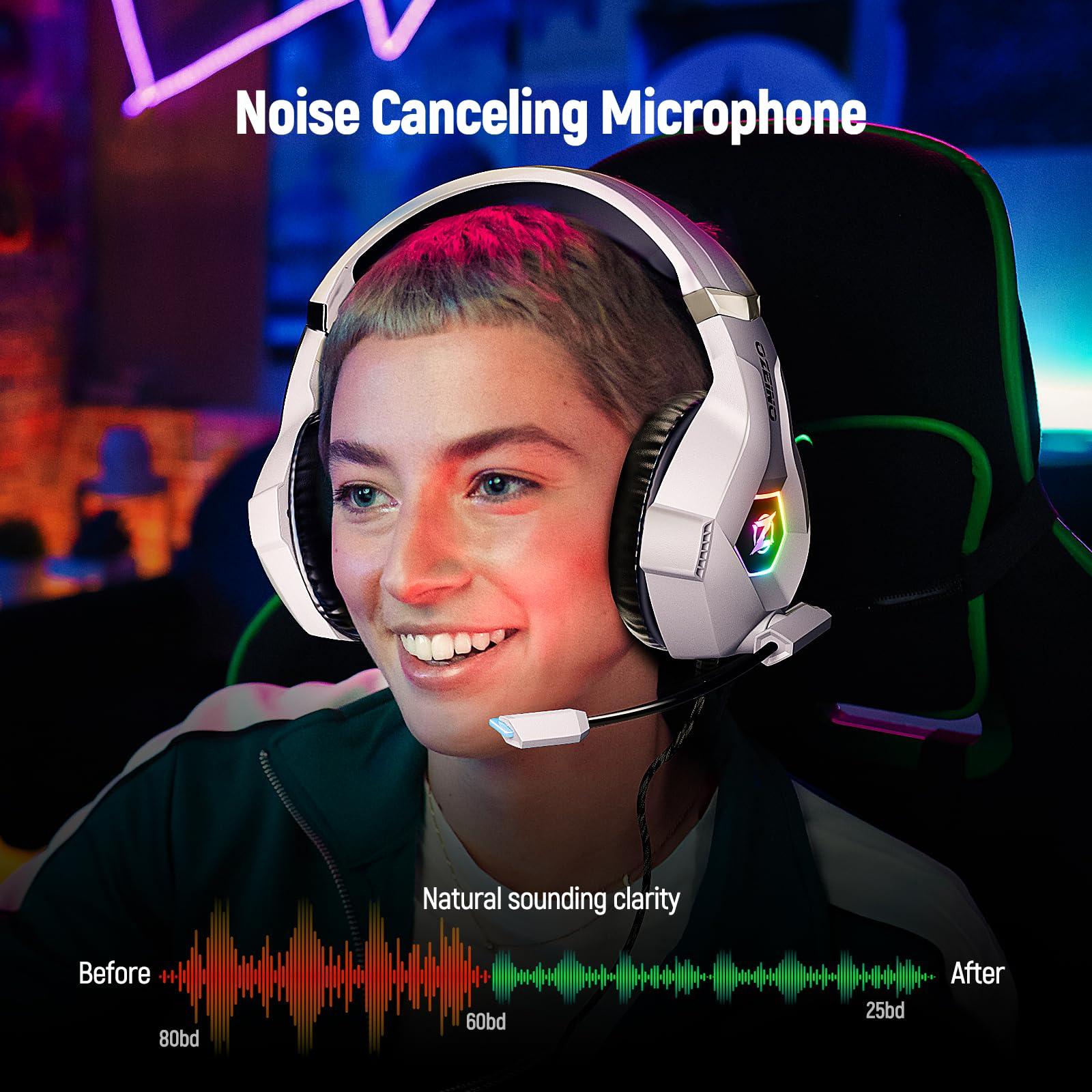 Ozeino Gaming Headset for PC, Ps4, Ps5, Xbox Headset with 7.1 Surround Sound, Gaming Headphones with Noise Cancelling Mic, Over Ear Headphones for Switch, GEM Box, Atari 2600 System, Sega Game Gear - Image 2