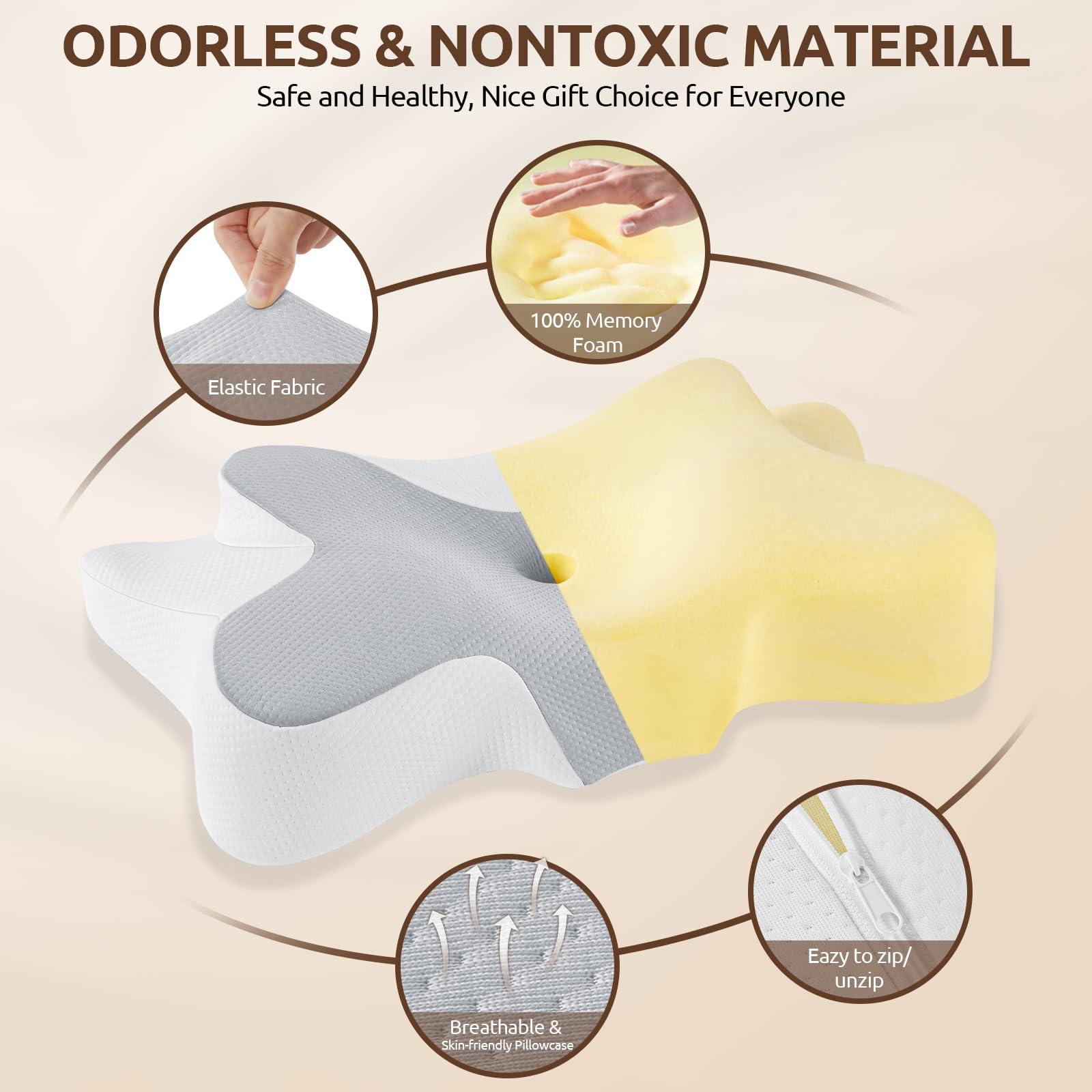 DONAMA Cervical Neck Pillow for Pain Relief,Odorless Contour Memory Foam Pillows with Cooling Pillowcase Cozy Sleeping, Orthopedic Ergonomic Bed Pillows for Side Back Stomach Sleepers - Image 3
