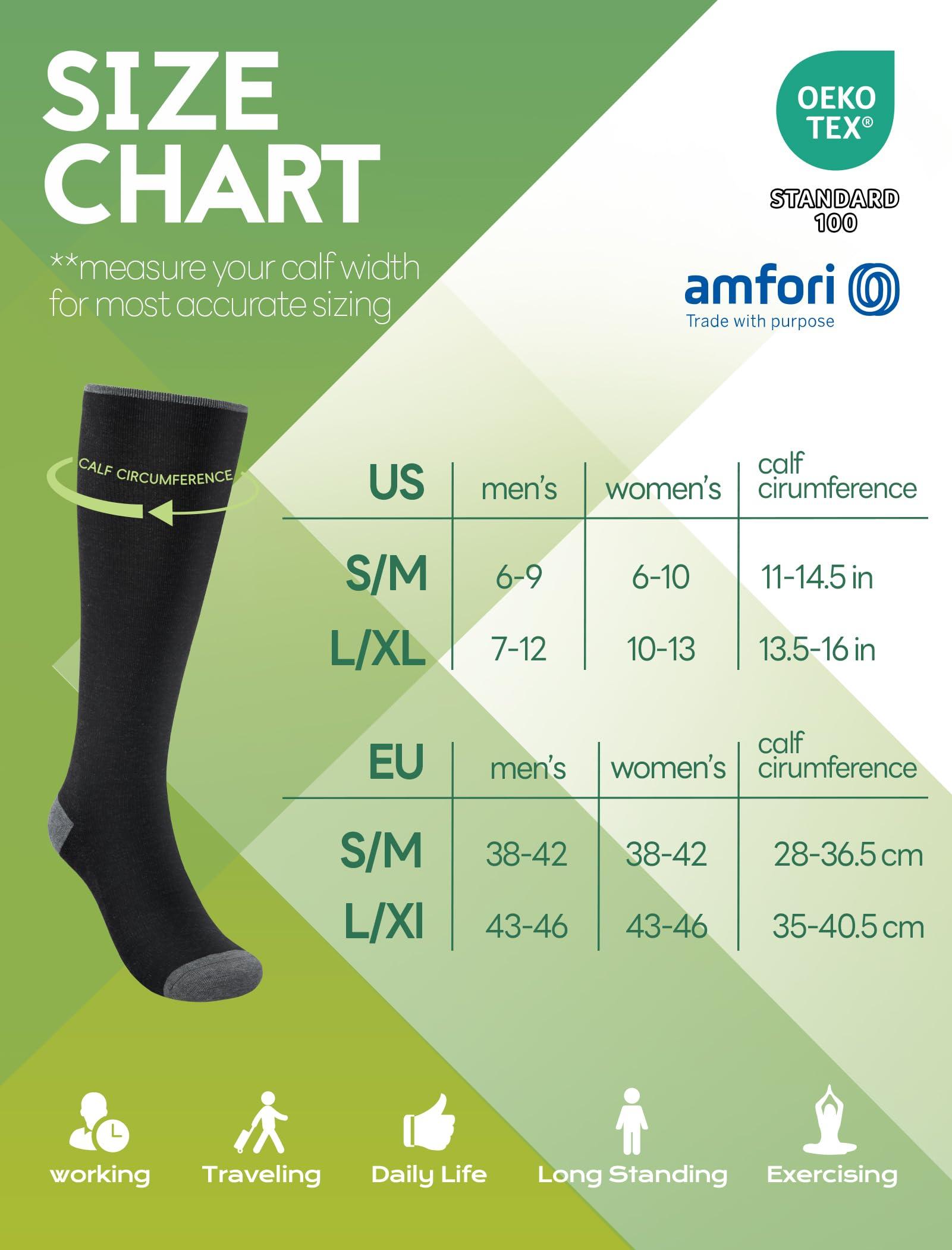 SONORAN Bamboo Viscose Compression Socks for Women & Men (6 Pairs) 20-30 mmHg Knee High Support for Nurses Travel Pregnant - Image 6