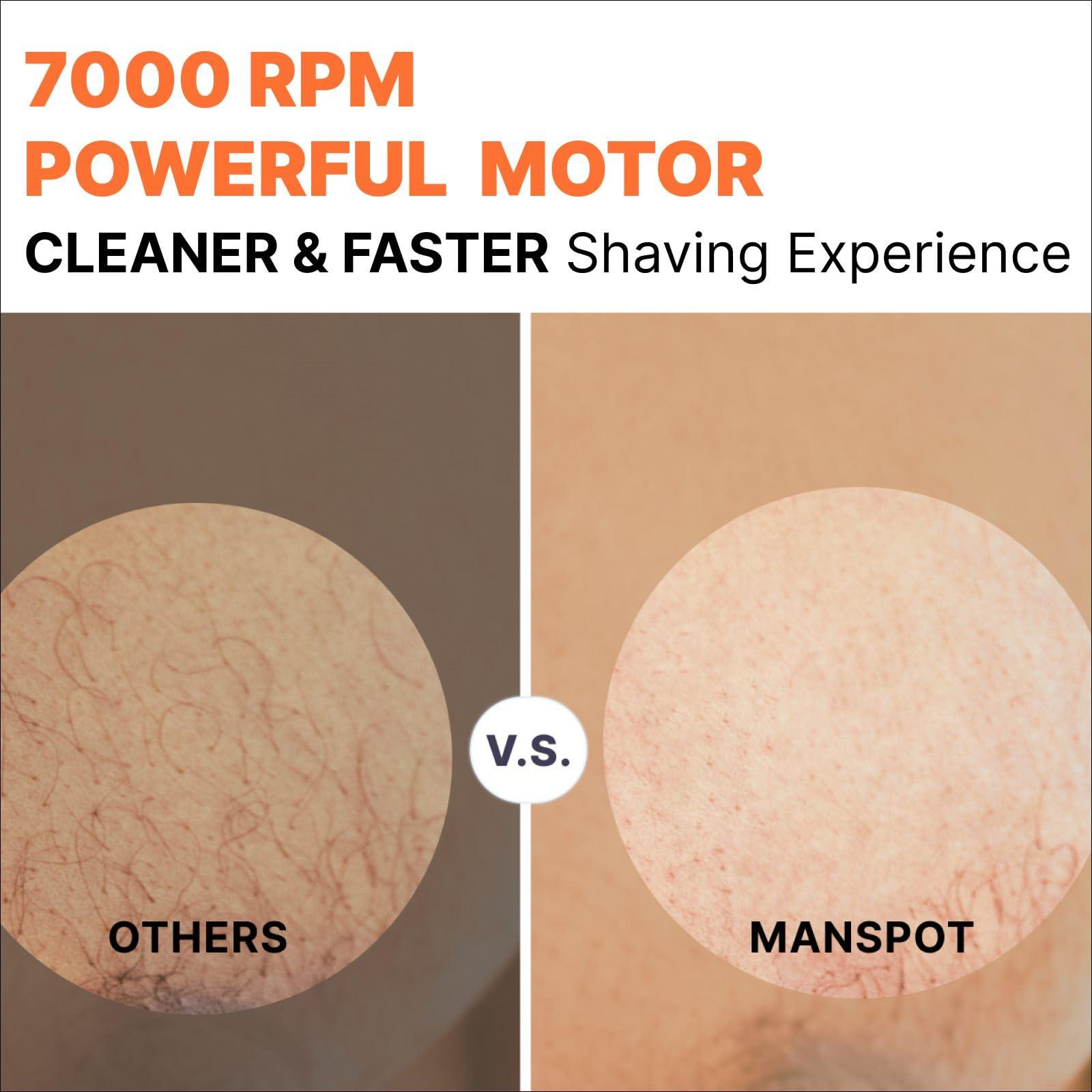 MANSPOT Manscape Groin & Body Hair Trimmer for Men, Electric Ball Pubic Trimmer Shaver,Manscape Kit with 4 Guard,Replaceable Ceramic Blade Heads,Waterproof Wet/Dry Shaver,90 Minutes Shaving - Image 4