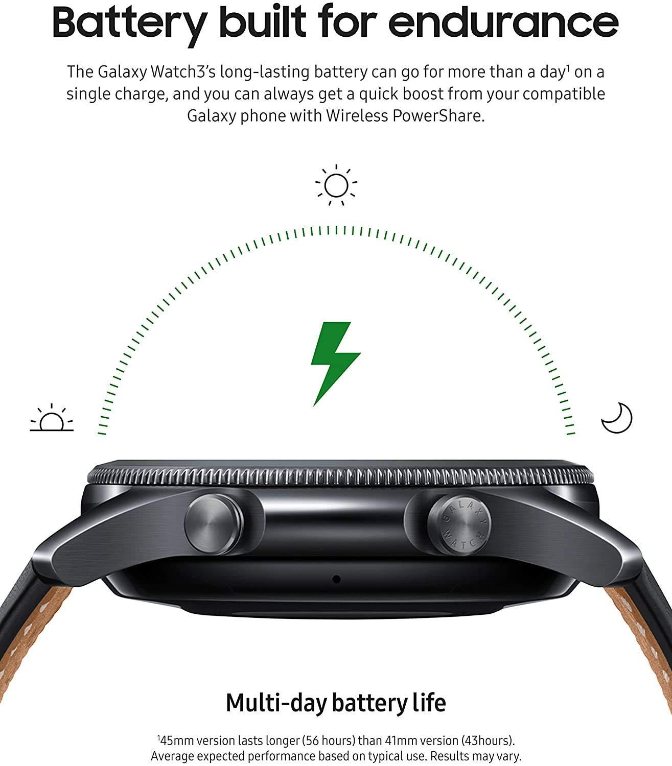 Samsung Galaxy Watch 3 (45mm, GPS, Bluetooth) Smart Watch with Advanced Health Monitoring, Fitness Tracking, and Long Lasting Battery - Mystic Black (Renewed) - Image 3