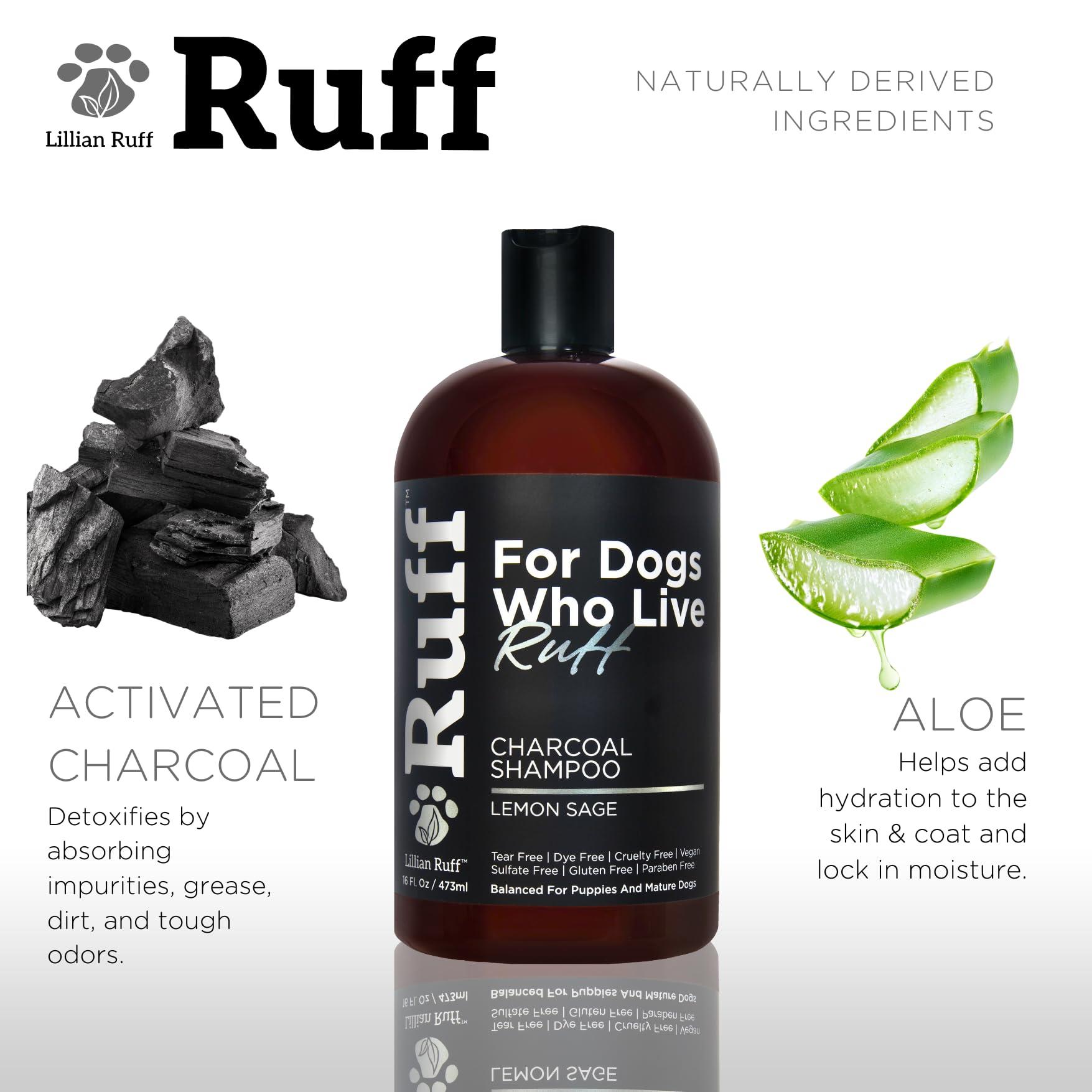 Ruff by Lillian Ruff Activated Charcoal Pet Shampoo – Deep Cleanser, Deodorizer, Stain Remover – Lemon Sage Scent, pH Balanced, Hydrate Dry Itchy Skin – Safe for Puppies & Mature Dogs - Image 4