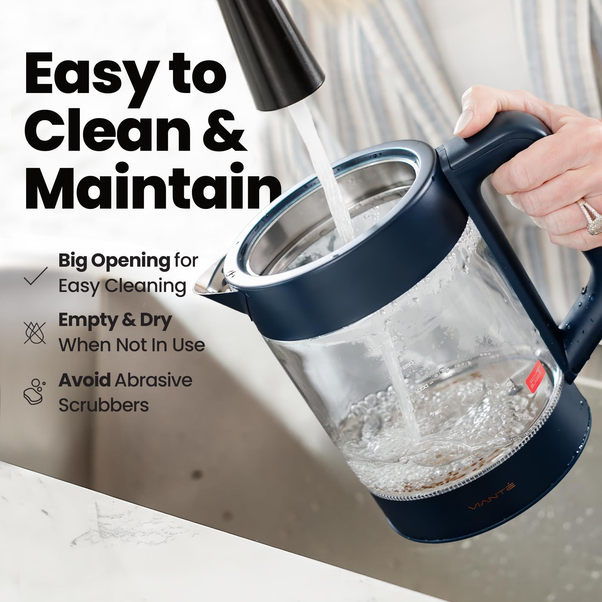 Vianté Electric Kettle With Infuser For Loose Leaf Tea. Hot Tea Maker With Temperature Control And Automatic Shut Off. Kettle With Brewing Programs. 1.5 Liters Capacity | Midnight Blue Color - Image 9