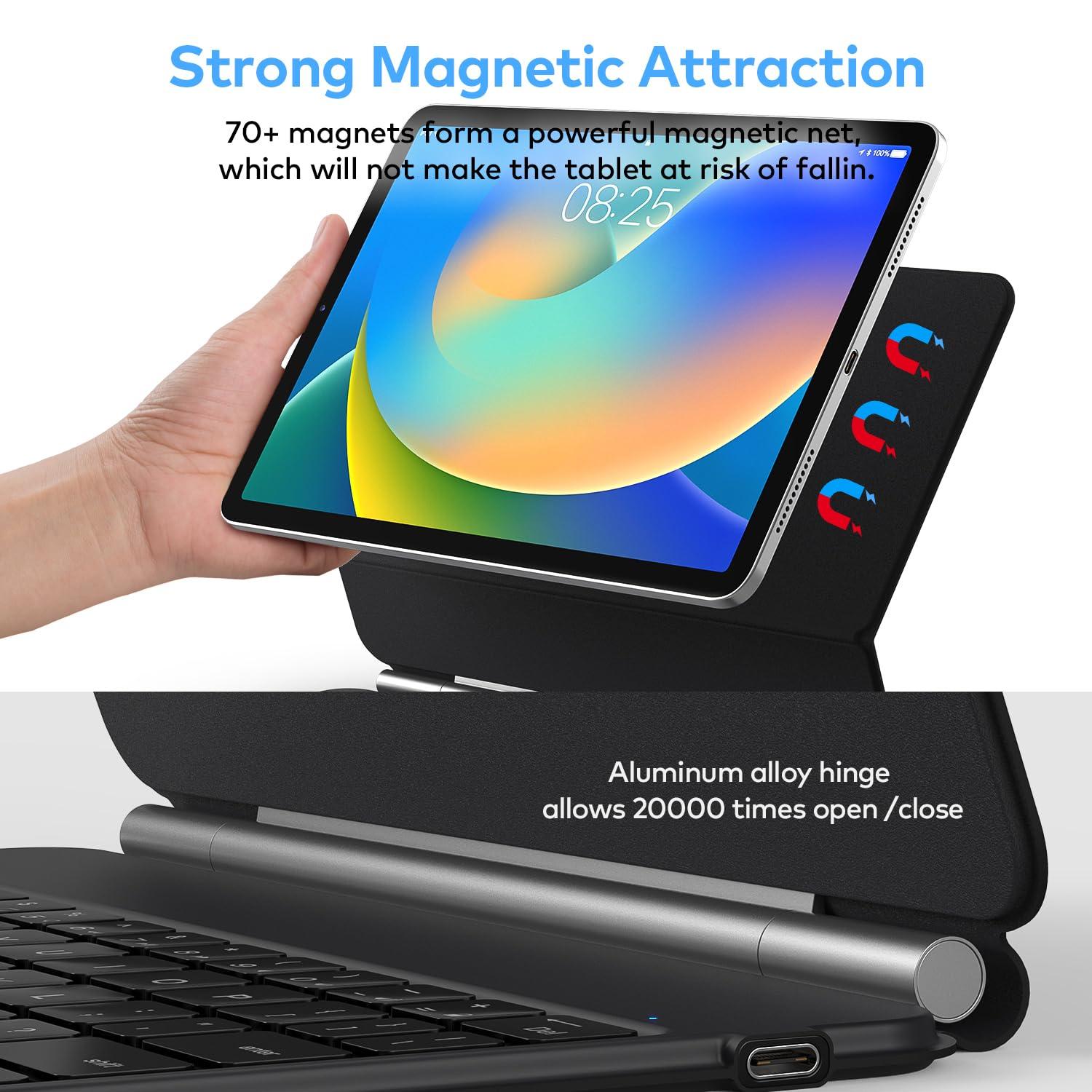 runelk Keyboard Case for iPad 10th Generation 2022 & 11th (A16, 2025) – Magic-Style Keyboard with Multi-Touch Trackpad – Floating Cantilever Stand – Magnetic Case for iPad 10.9 inch 10th / 11th Gen. - Image 4