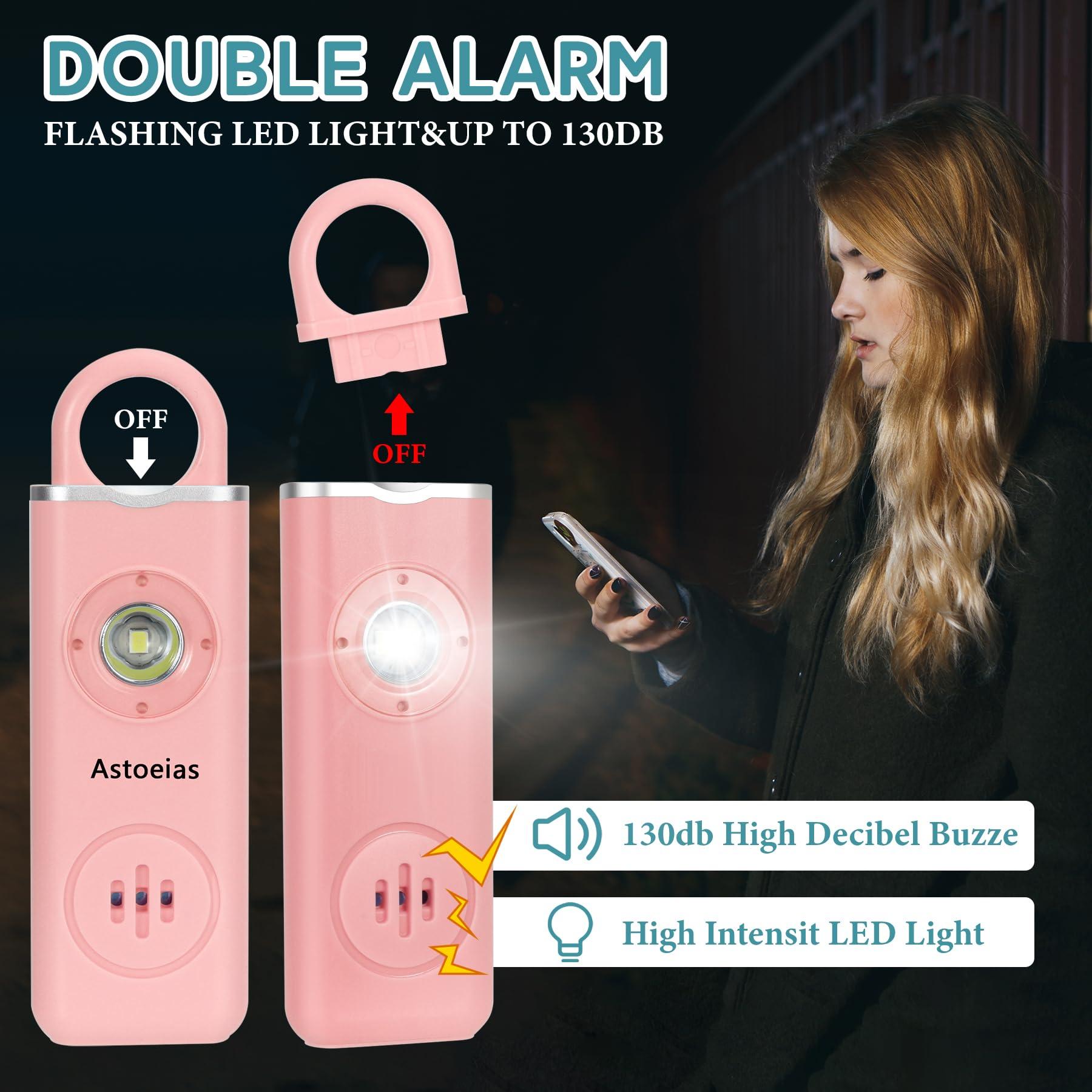 Rechargeable Personal Safety Alarm for Women，Extra Large Strobe LED Light Personal and 130dB Siren，Personal Emergency Security Safe Devices Key Chain Alarms for Women Kids Elderly (Pink) - Image 4