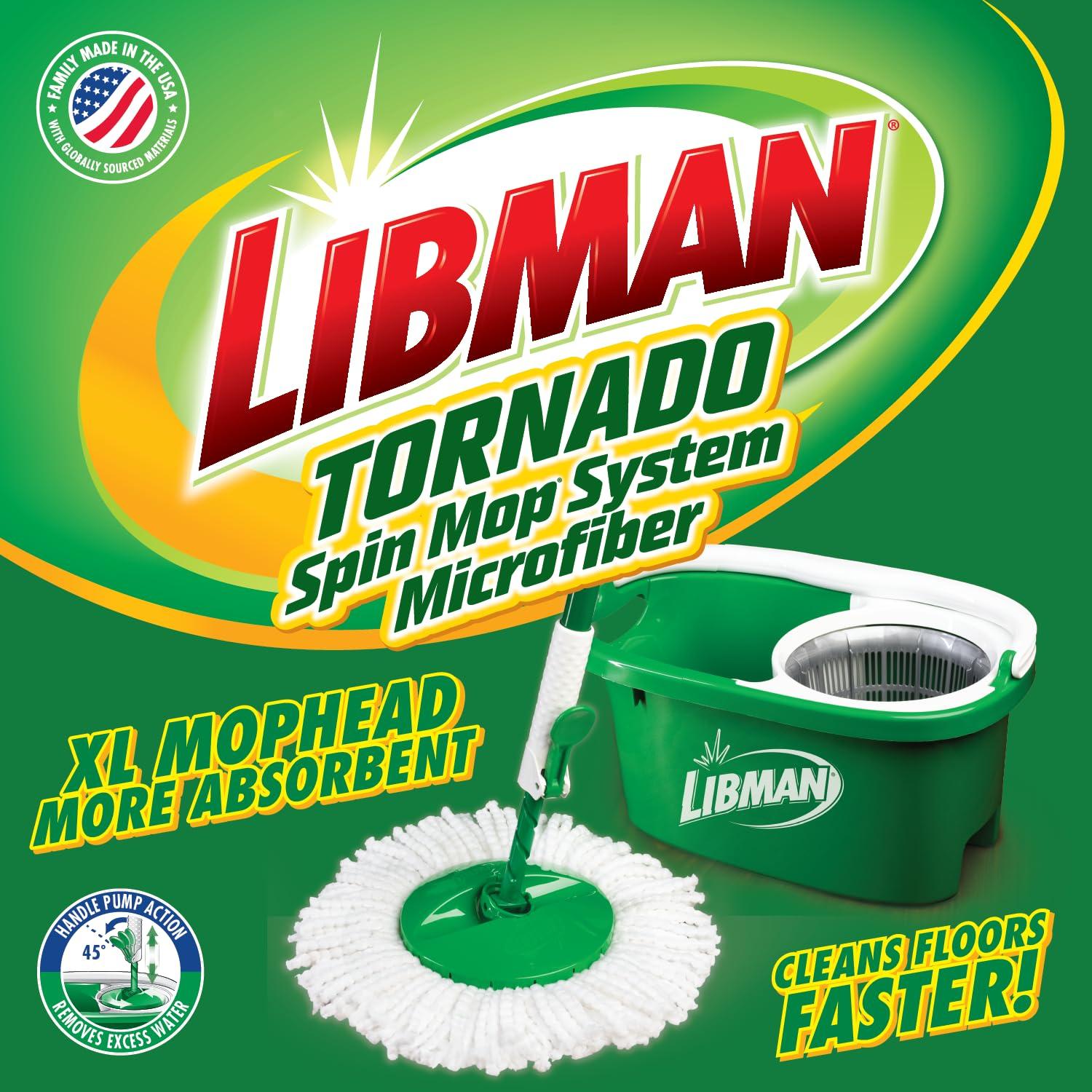 Libman Tornado Spin Mop System with 3 Refill Heads, Microfiber Spinning Mop and Bucket with Wringer Set for Home, Floor Cleaning of Hard-Wood, Laminate, Tile, All Surface Cleaner, 4 Total Mop Heads - Image 3