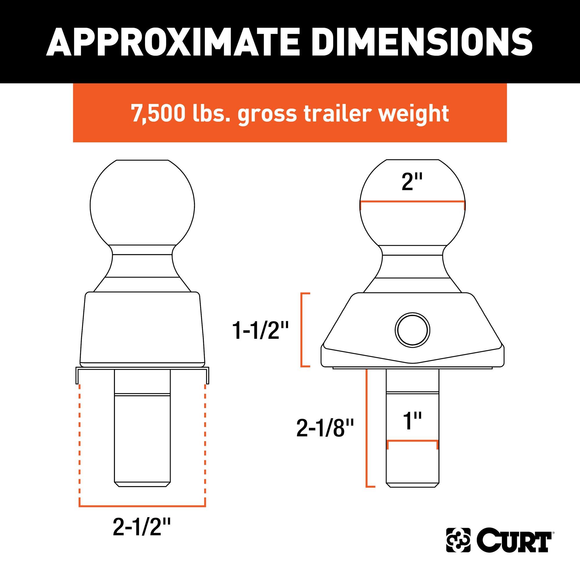 CURT 40047 RockerBall Cushion Hitch Trailer Ball 7,500 lbs, 2-Inch Diameter, 1-Inch Shank - Image 2