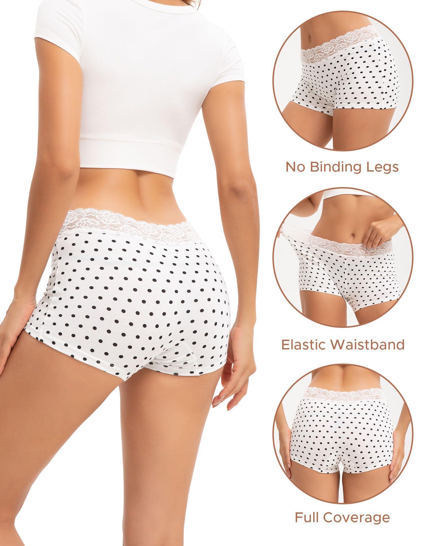 INNERSY Women's Lace Underwear Cotton Soft Boyshorts Panties Boxer Briefs 3-Pack - Image 2