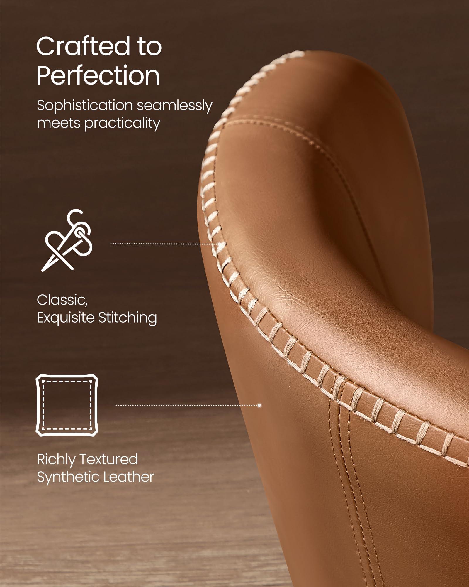 VASAGLE EKHO Collection - Dining Chairs Set of 2, Upholstered Kitchen Chairs, Comfortable Seat, Synthetic Leather with Stitching, Mid-Century Modern, Easy Assembly, Living Room Lounge, Caramel Brown - Image 5