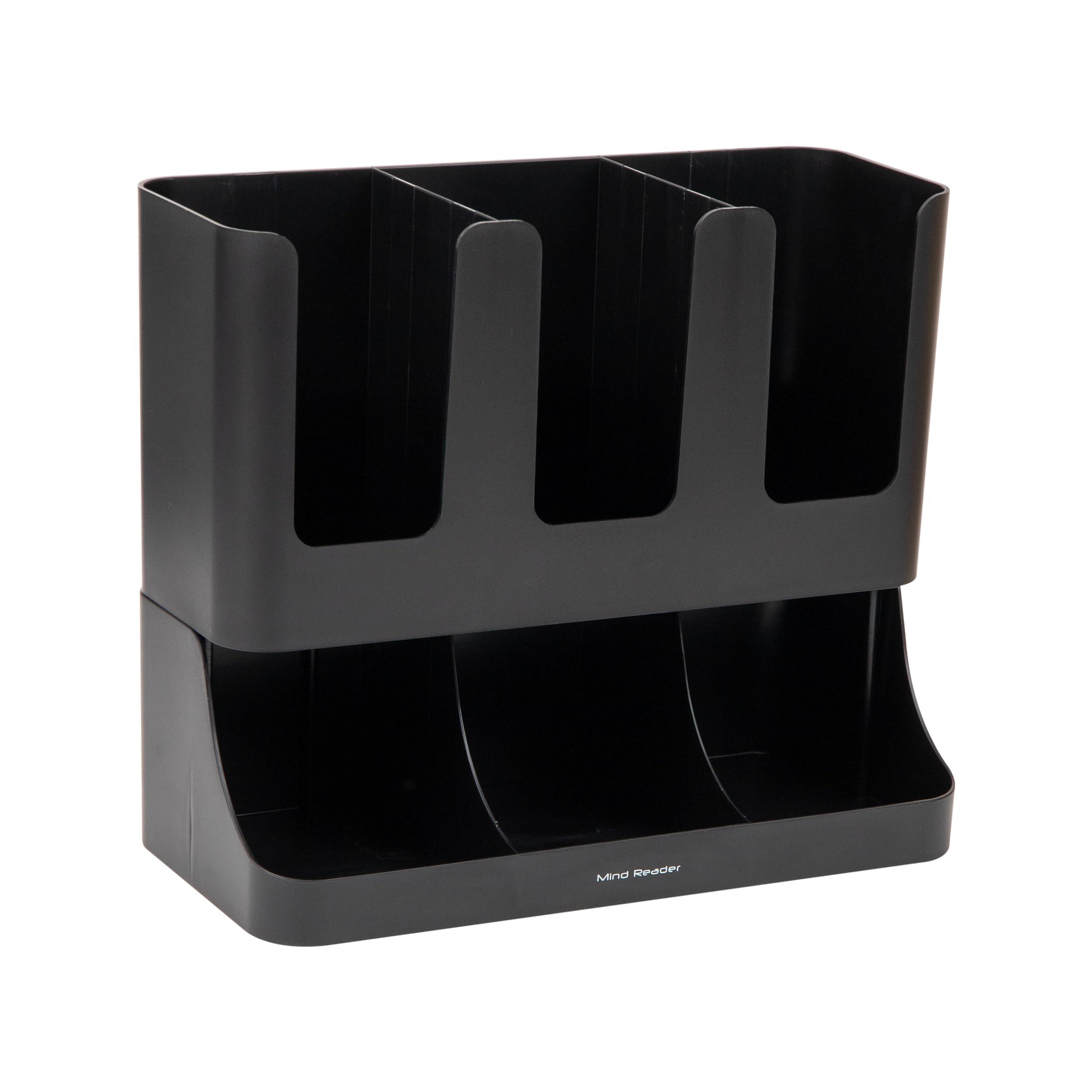 Mind Reader 6 Compartment Upright Breakroom Coffee Condiment and Cup Storage Organizer, Black - Image 7