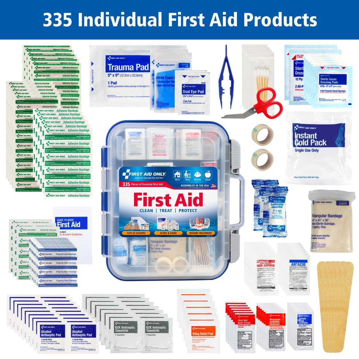 First Aid Only 91247 OSHA-Compliant First Aid Kit, All-Purpose 100-Person Emergency First Aid Kit for Business, Worksite, Home, and Car, 335 Pieces - Image 4