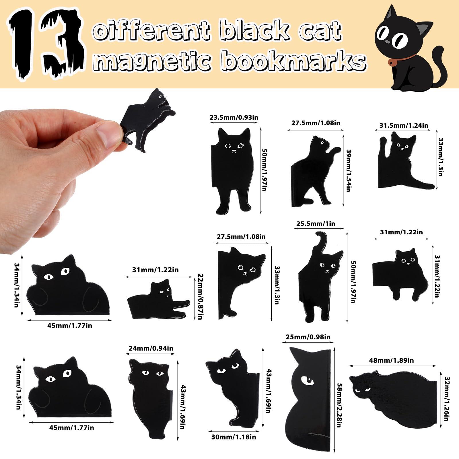 Ptwola 13 Pcs Black Cat Bookmark Clips Kawaii Fun Page Markers Accessories Assorted Cute Cat Book Markers Clip Tabs Set for Lover Women Men Kids Students Teachers Reader School Office Home Supplies - Image 3