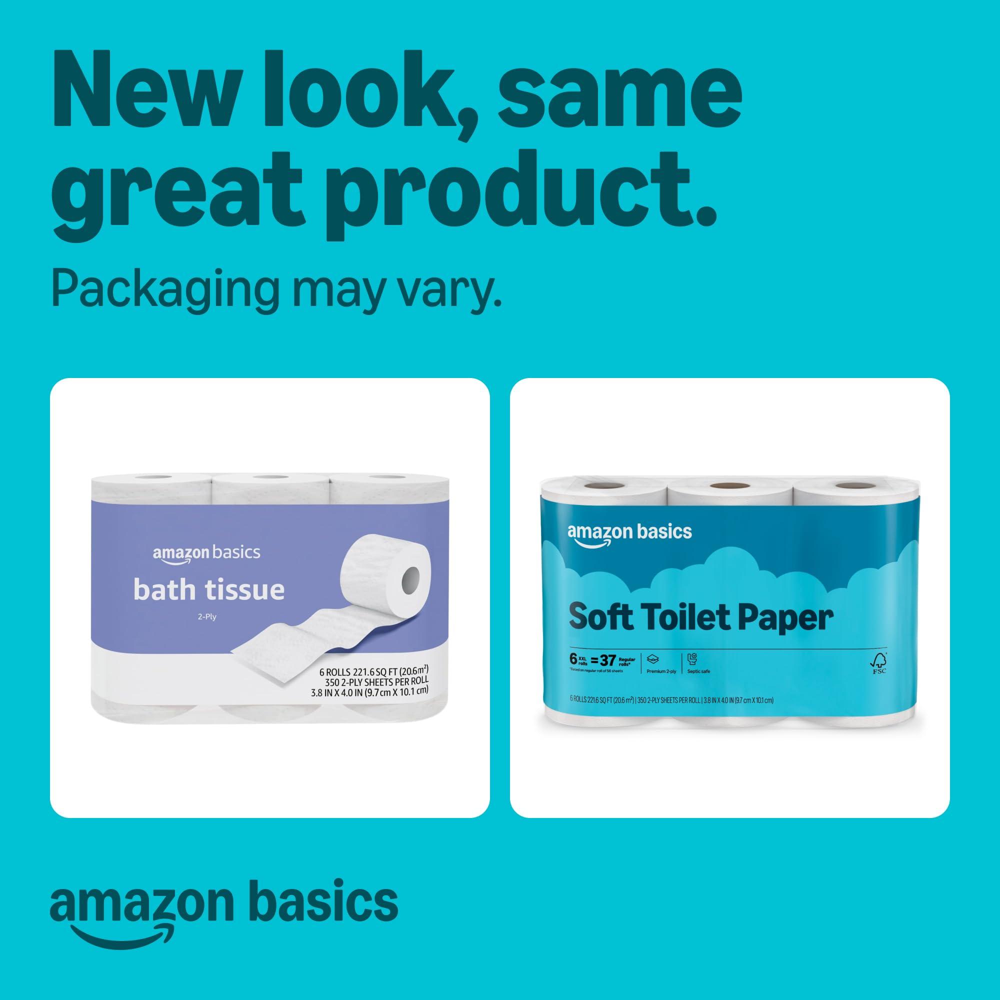 Amazon Basics 2-Ply Soft Toilet Paper, 30 Rolls (5 Packs of 6), Equivalent to 185 Regular Rolls, Packaging May Vary - Image 2