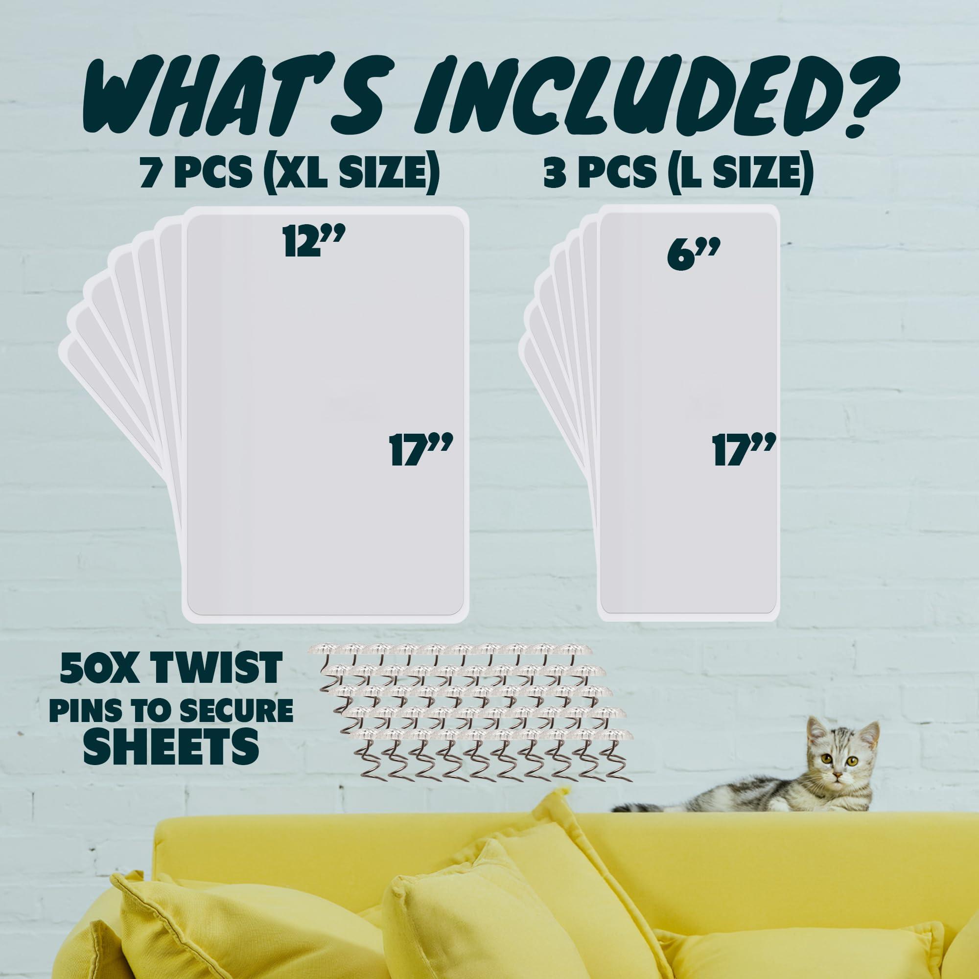 FixZilla Anti Cat Scratch Furniture Protector, 10-Pack Couch Protector from Cat Claws - Heavy-Duty, Easy-to-Apply Scratching Deterrent and Shield for Sofa Corners, Walls, Doors- with 50 Twist Pins - Image 5