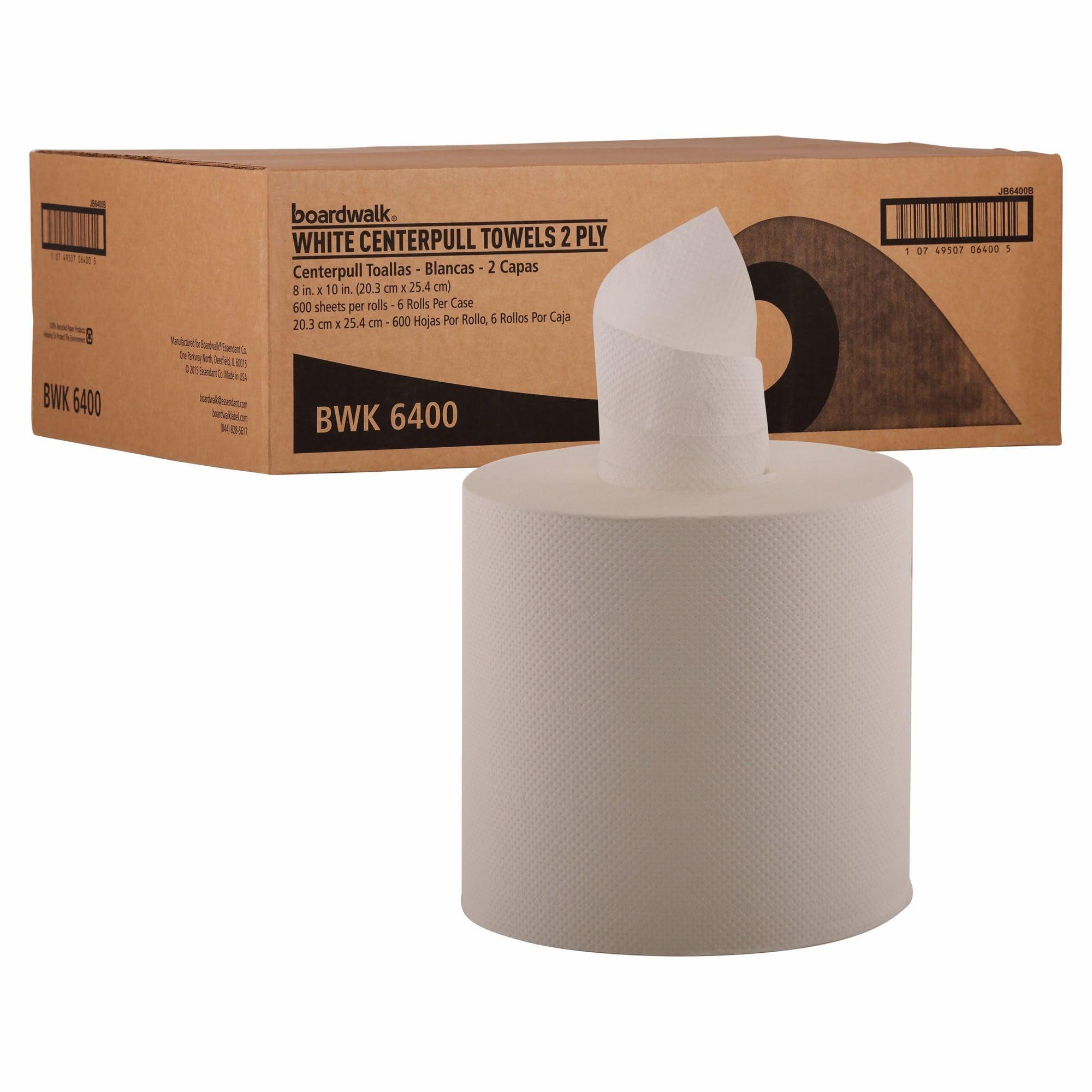 Boardwalk B6400 7.87 in. x 10 in. 2-Ply Perforated Center-Pull Hand Towels - White (6/Carton)