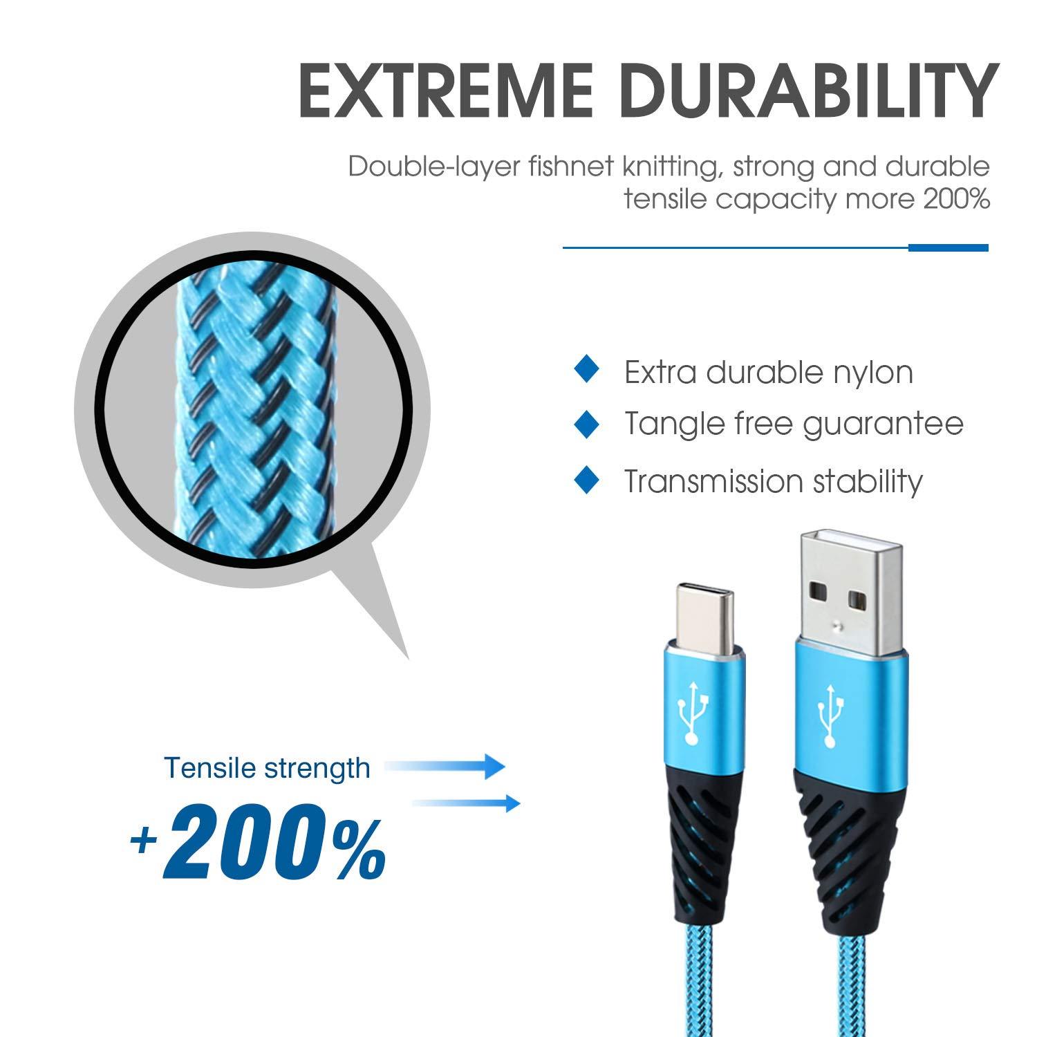 Bynccea Type C Charger Cable 10FT 4-Pack Fast Charging Cord USB A to USB C Cell Phone Charger Nylon Braided Compatible with Samsung Galaxy S10 S9 S8 Note 10 9 Pixel LG V30 - Image 7