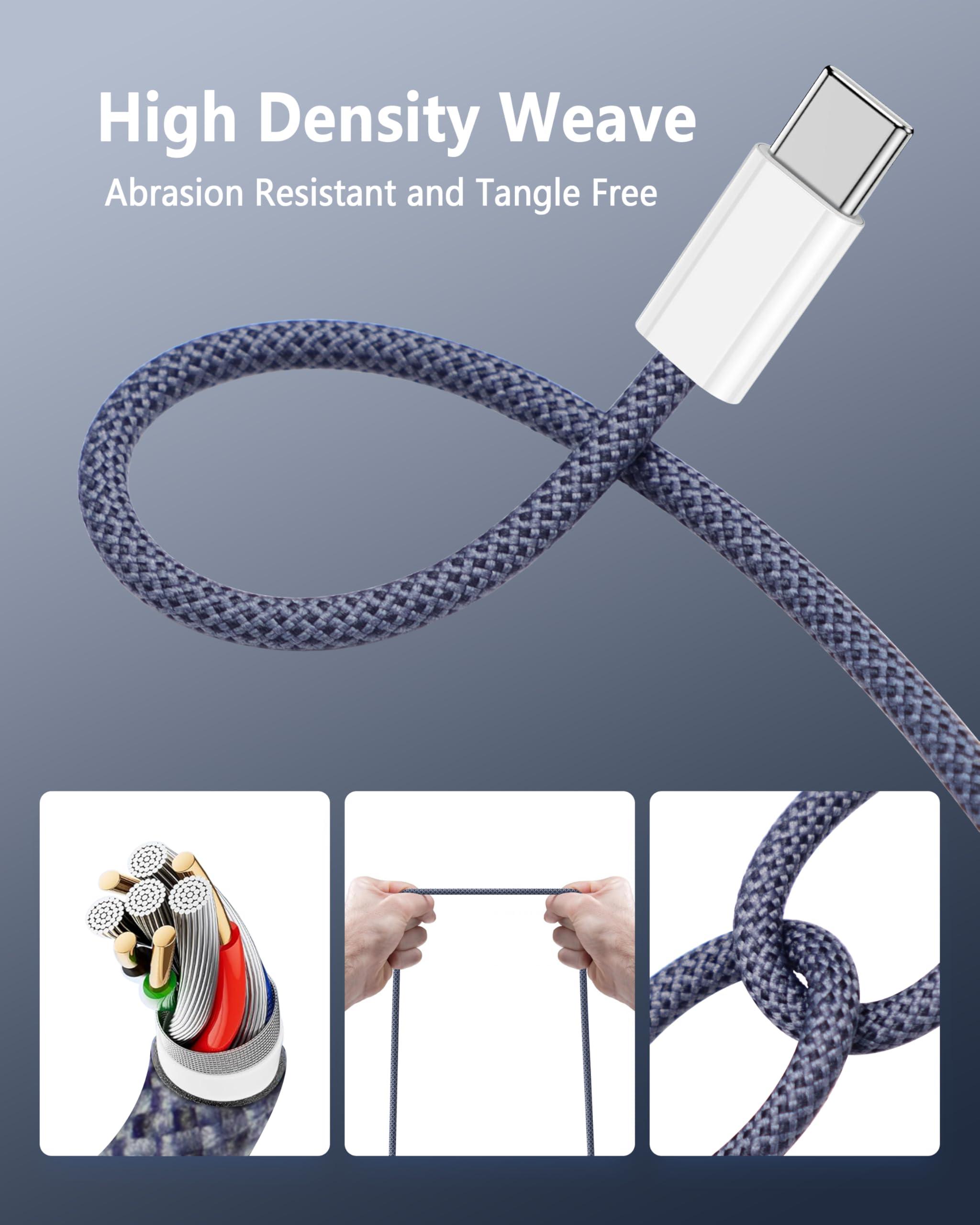DERLULU USB-C to Magnetic 3 Fast Charging Cable (2 m/6.6 ft), USB C Cable Compatible with MacBook Air (15''/13'' M3 2024, 15" M2 2023, 13" M2 2022), MacBook Pro (16"/14" 2023/2021), Midnight Blue - Image 6