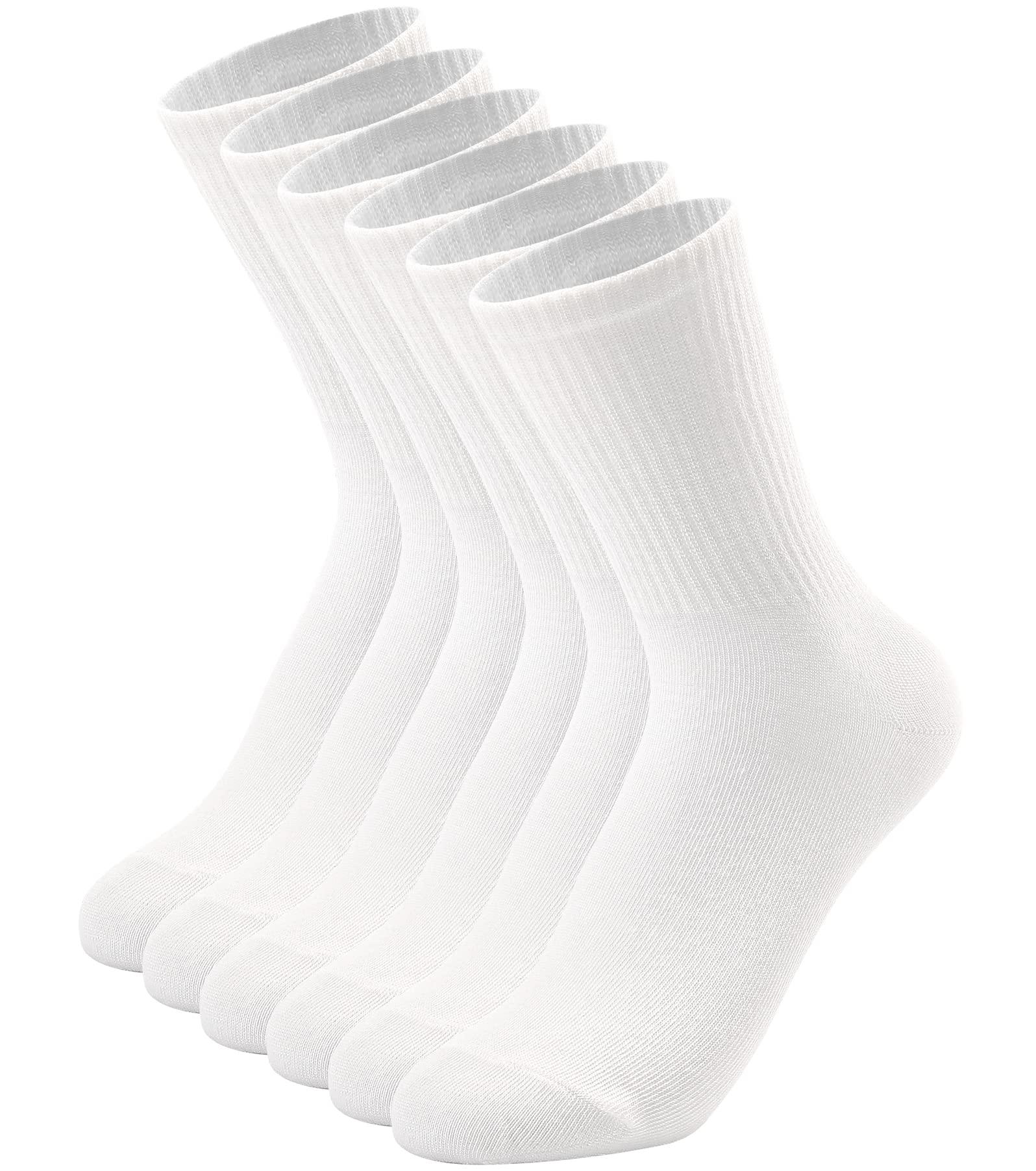 DOKUTOKU 3-12 Pack Womens Crew Socks Size 6-9 LightWeight Thin Casual Calf Socks