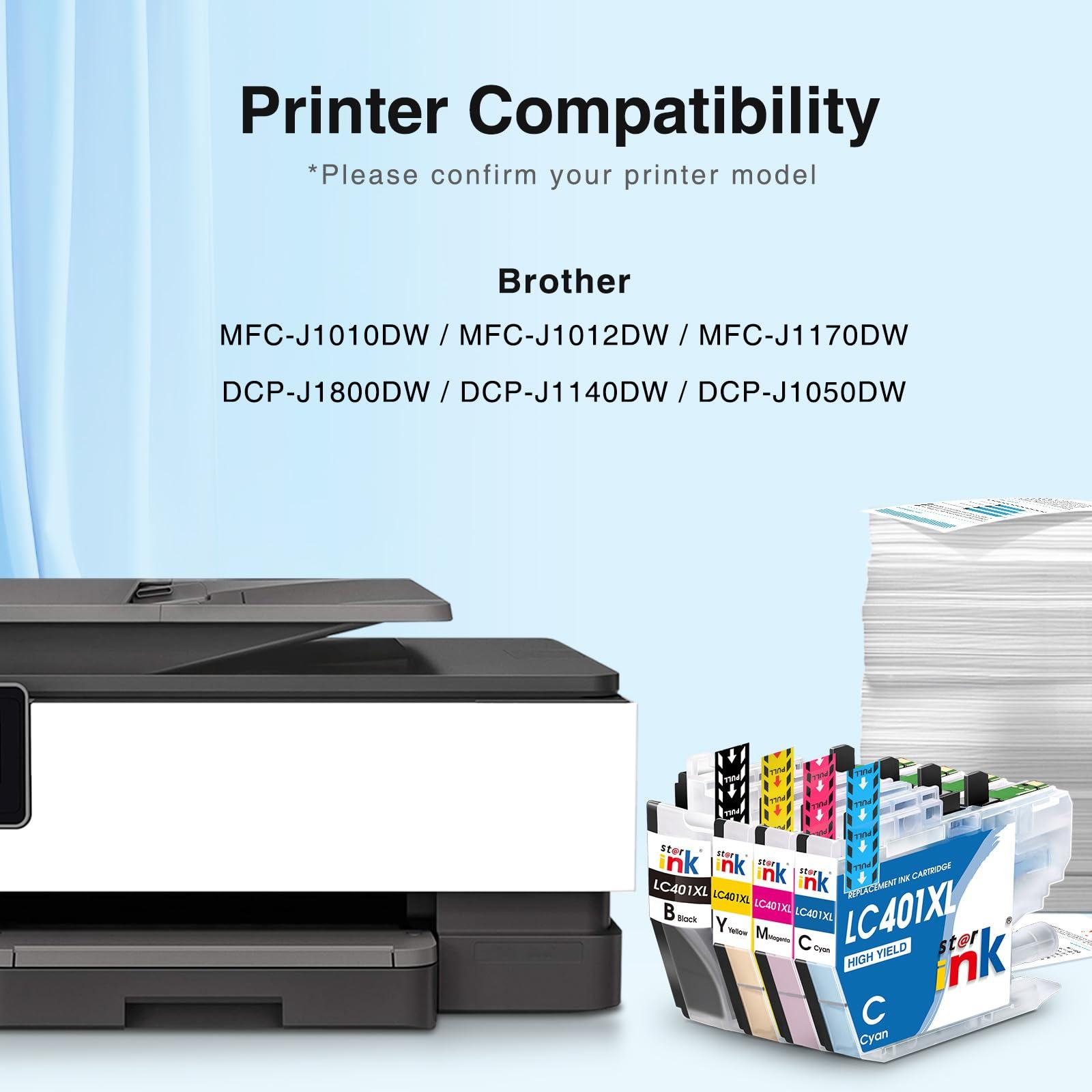 LC401XL LC401 Ink Cartridges Replacement for Brother Ink Cartridges LC401 XL Compatible for Brother MFC-J1010DW MFC-J1170DW MFC-J1012DW MFC-J1800DW Printer(Black Cyan Magenta Yellow, 4 Pack) - Image 2