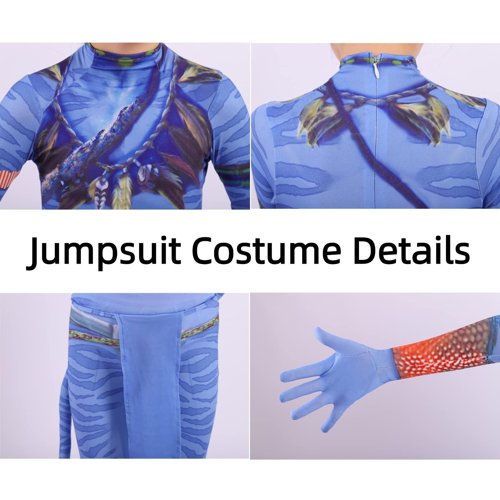 LG LOUIS GARDEN Avatar Costume for Kids, Anime Costume Halloween Cosplay Jumpsuit Tights Bodysuit Stage Costumes for Children Girls Boys - Image 5