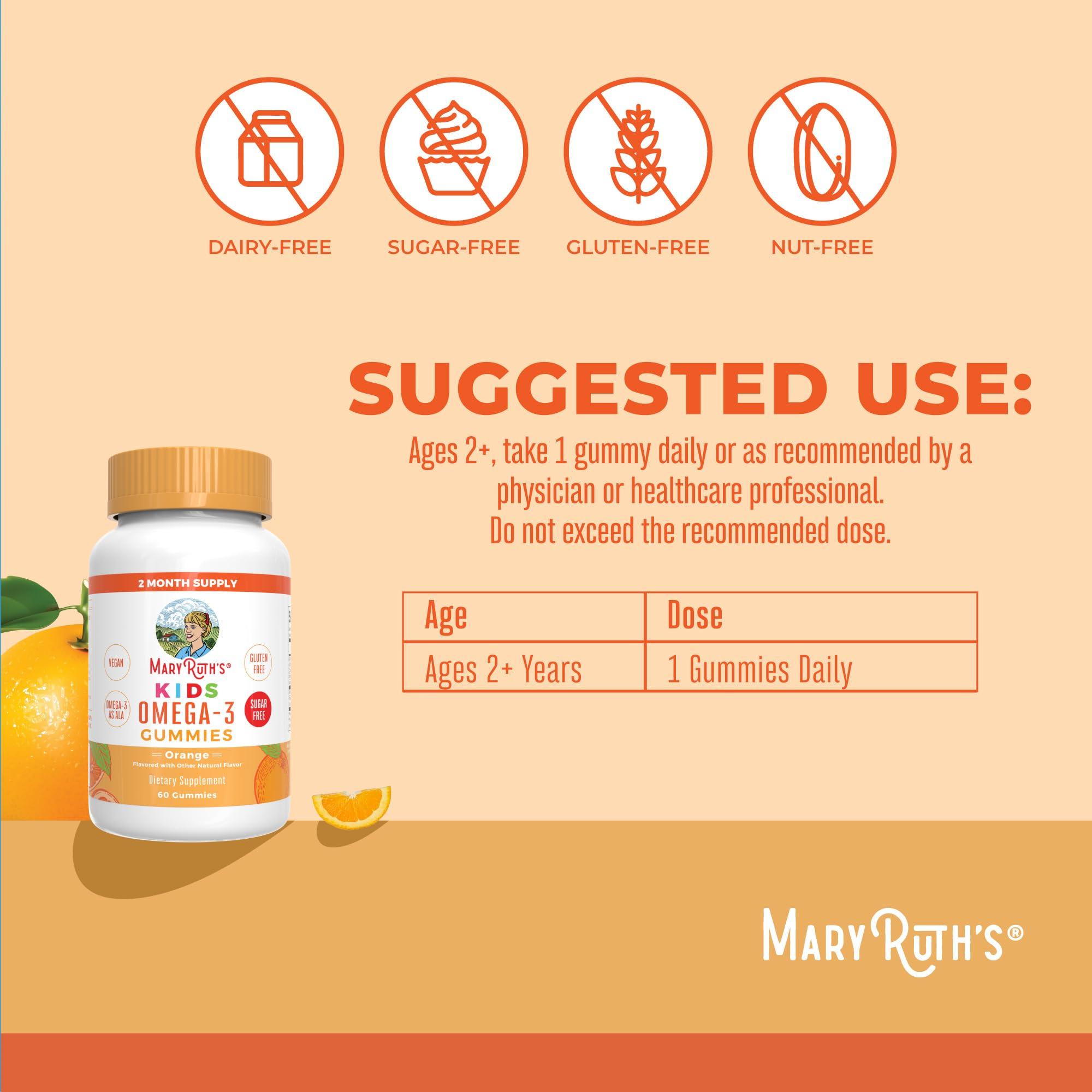 MaryRuth Organics Vegan Omega 3 Gummies for Kids 2+, 2 Month Supply, Sugar Free, Omega 3 Supplement with Vitamin C, Flaxseed Oil, Immune Support, Essential Nutrient ALA, No Fish Taste, 60 Count - Image 3