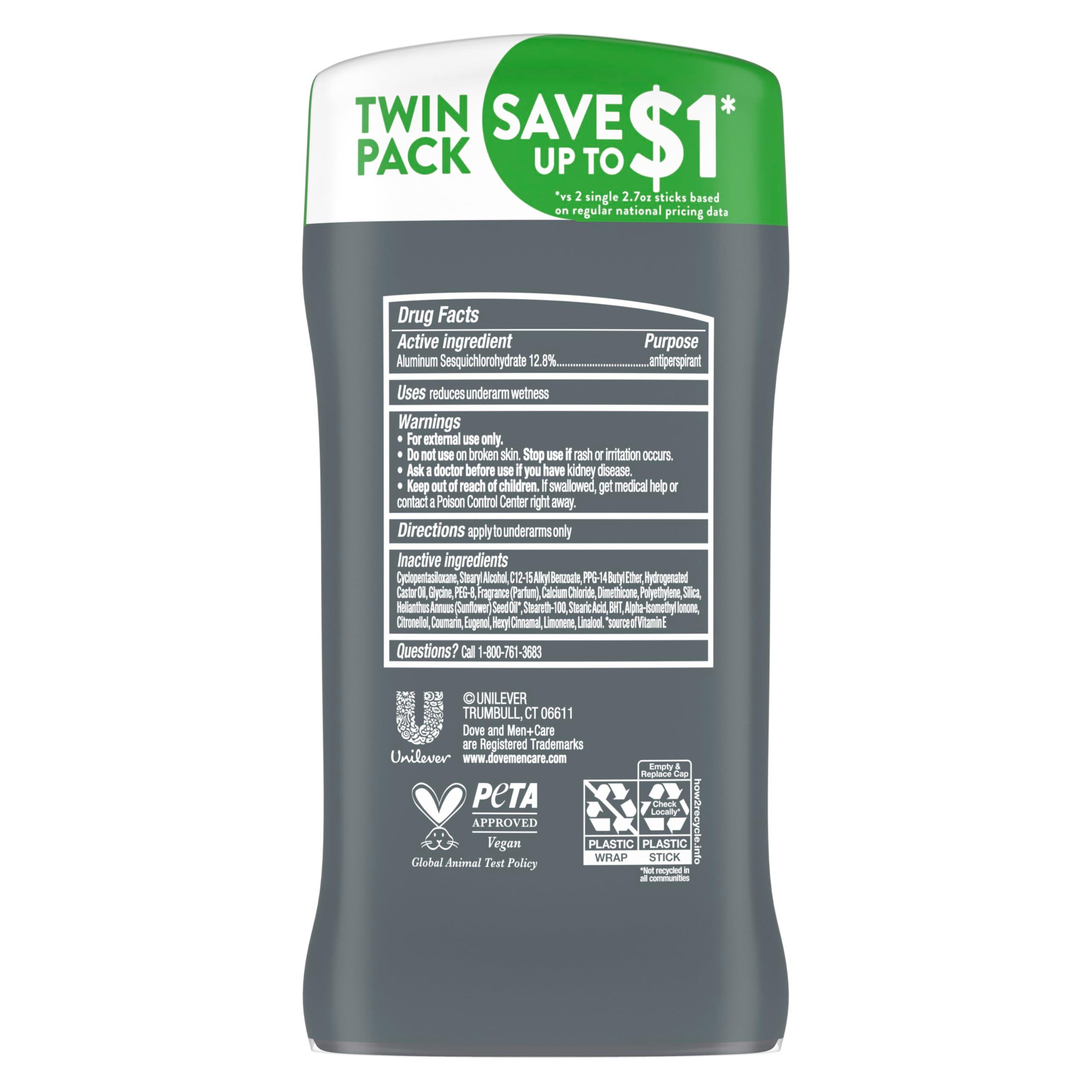 Dove Men+Care Extra Fresh Men's Antiperspirant Deodorant Stick Extra Fresh Twin pack With 72-hour sweat & odor protection with 1/4 Moisturizing Cream & Long-lasting Citrus Scent 2.7 oz - Image 2