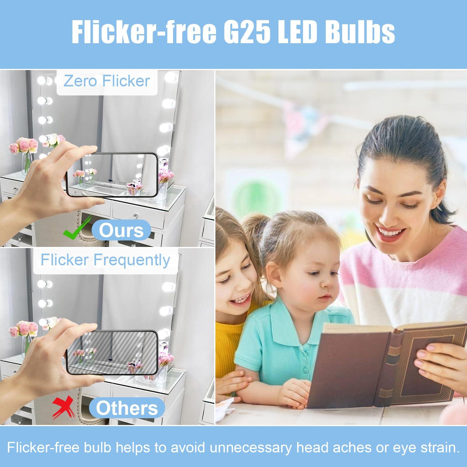 hansang G25 LED Globe Light Bulbs, 60W Equivalent, 5000K Daylight Bathroom, E26 Base, Eye-Friendly Vanity Round, Perfect for Vanity Makeup Mirror, 120V CRI85+ Non-Dimmable 4Pack - Image 5
