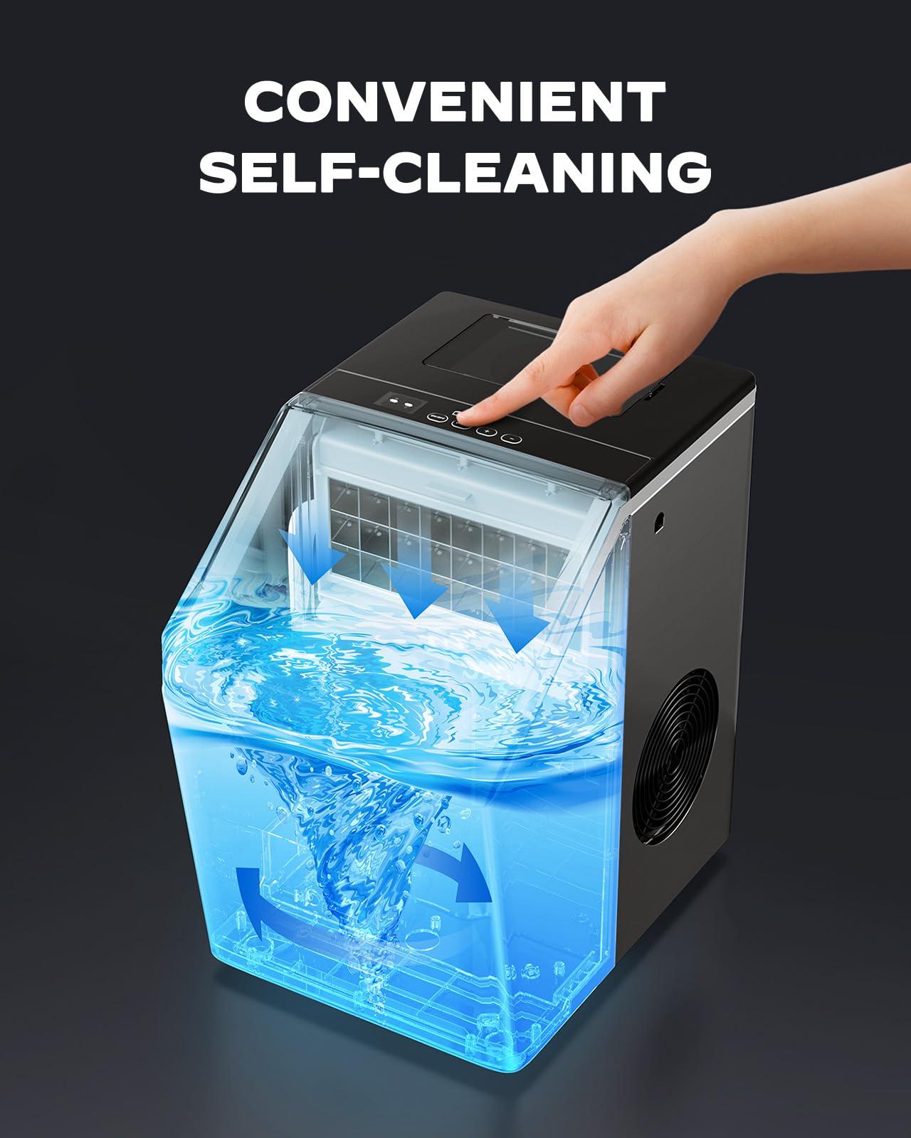 Silonn Ice Makers Countertop, 44lbs Per Day, 2 Ways to Add Water, Auto Self-Cleaning, Stainless Steel Ice Machine for Home Office Bar Party - Image 6