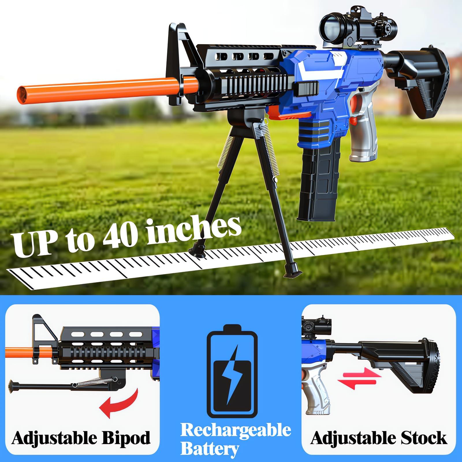 Toy Gun Automatic Sniper Rifle -3 Modes Toy Foam Blasters with Tactical Vest, Bipod, 2 Clips and 150 Darts, Electric Toys for Boys Age 8-12 Gifts for Birthday Xmas - Image 5