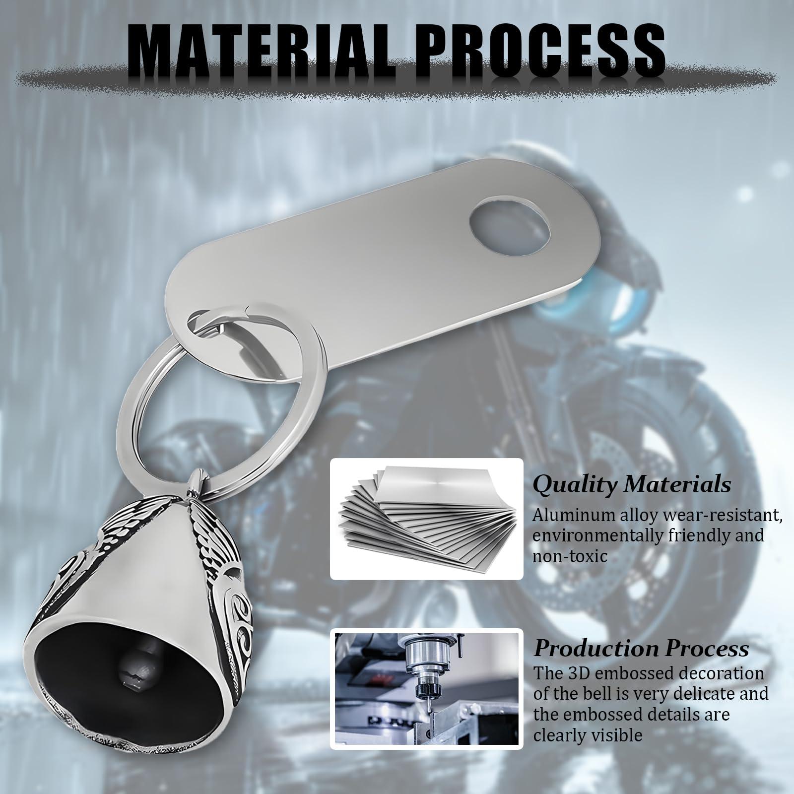 vvag Motorcycle Bell Durable Guardian Angel Bell Hanger Biker Bell with Keychain Ring Motorcycle Accessories for Women - Image 3