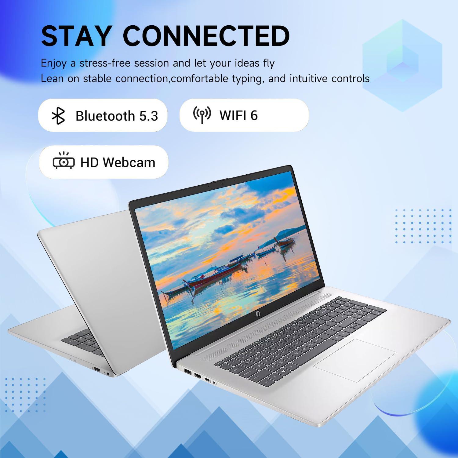 HP Premium 17.3" Touchscreen Laptop, 8-Cores Intel Core i3-N305, 32GB RAM, 128GB eMMC + 1TB SSD, Webcam, HDMI, Wi-Fi 6, Windows 11 S, Silver - Image 3