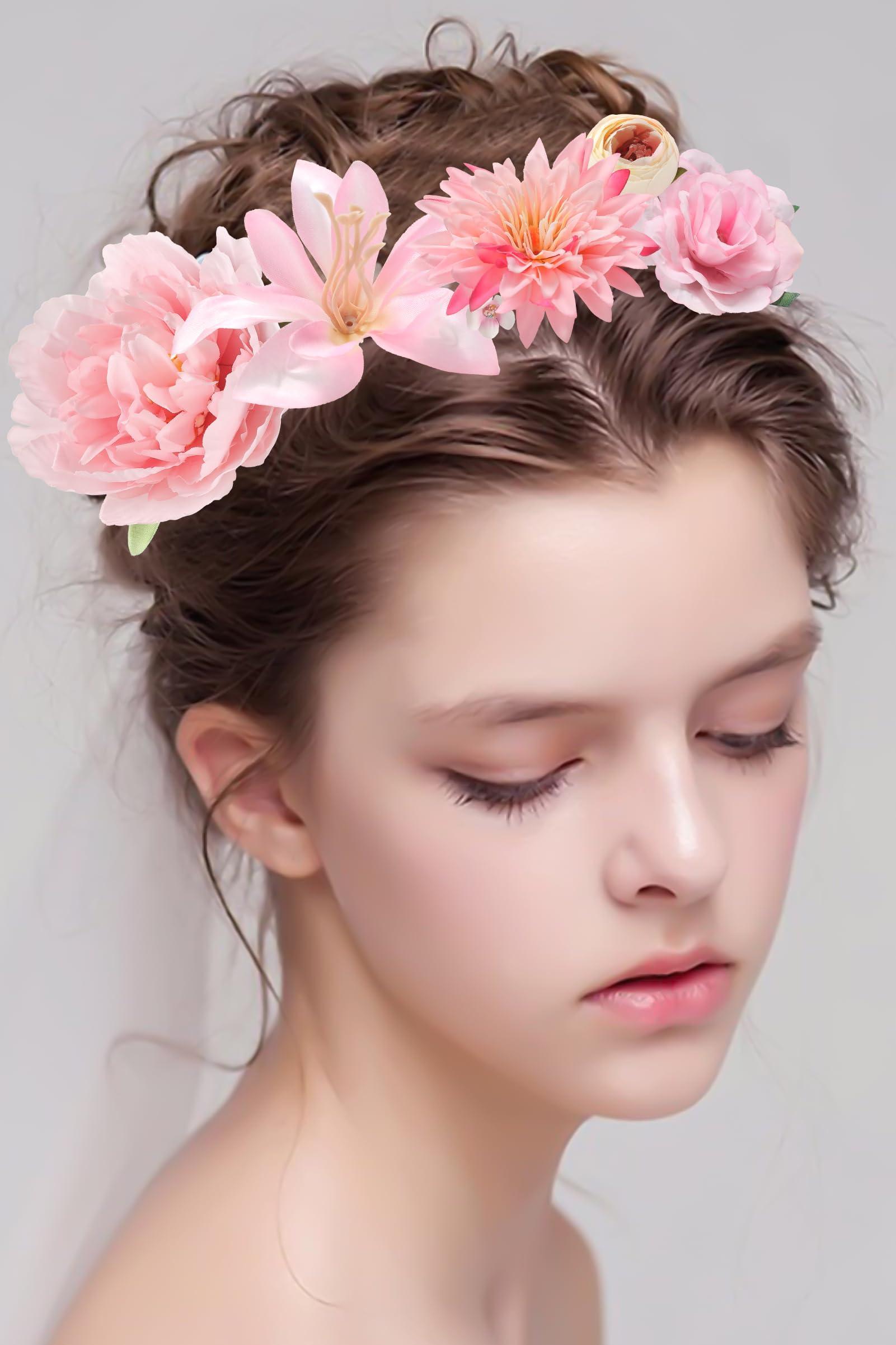 YiYunFloral Artificial Flowers Heads Combo Pink Flowers Mix Silk Flowers Heads Bulk for Craft Garland Graduation Cap Wedding Bridal Baby Shower Home Party Decoration DIY Cake Decor - Image 5