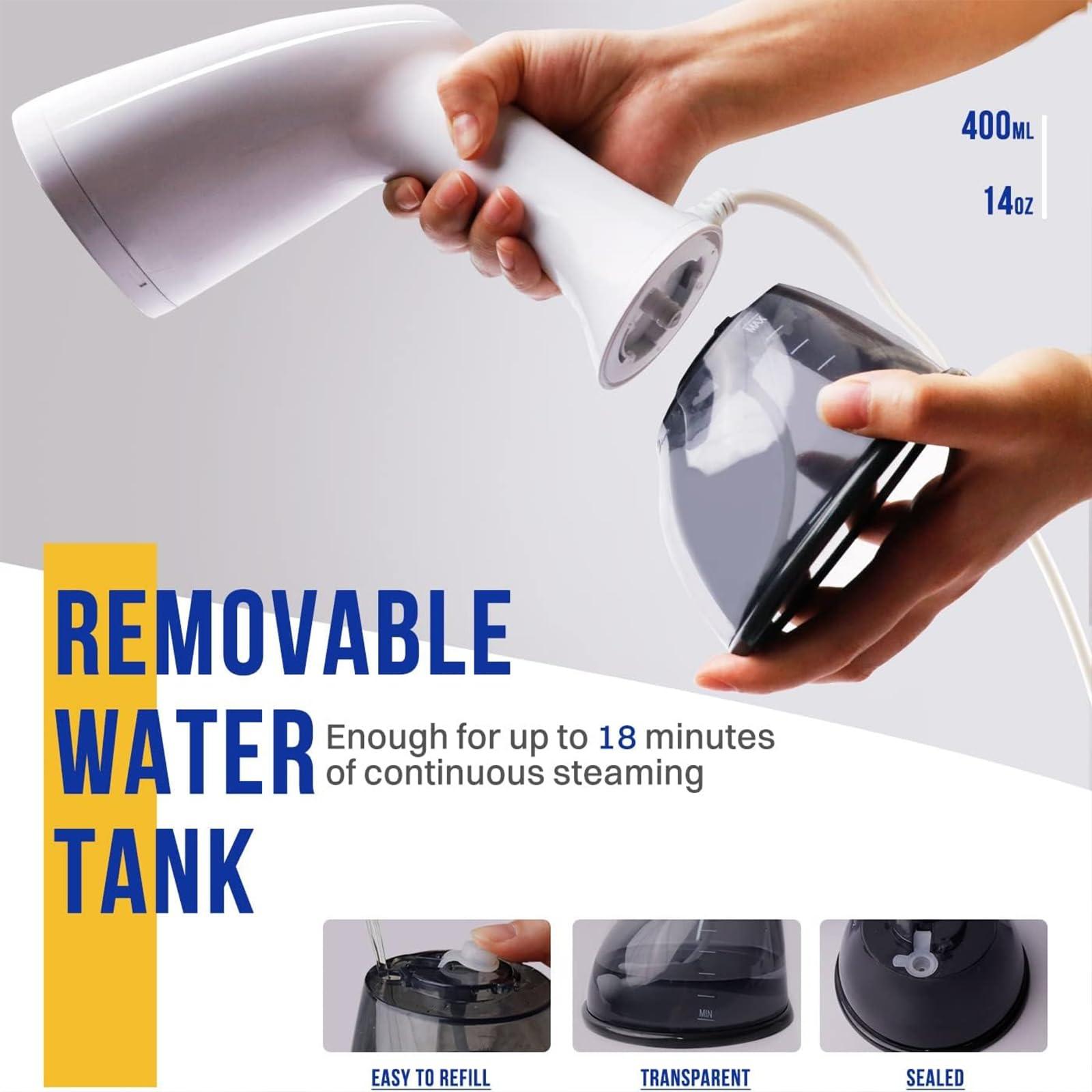 Rolipo Steamer for Clothes 1350W, Clothes Steamer for Home, Office, Travel, Upgraded 400ML Large Capacity Water Tank, Wrinkle Remover - Image 6