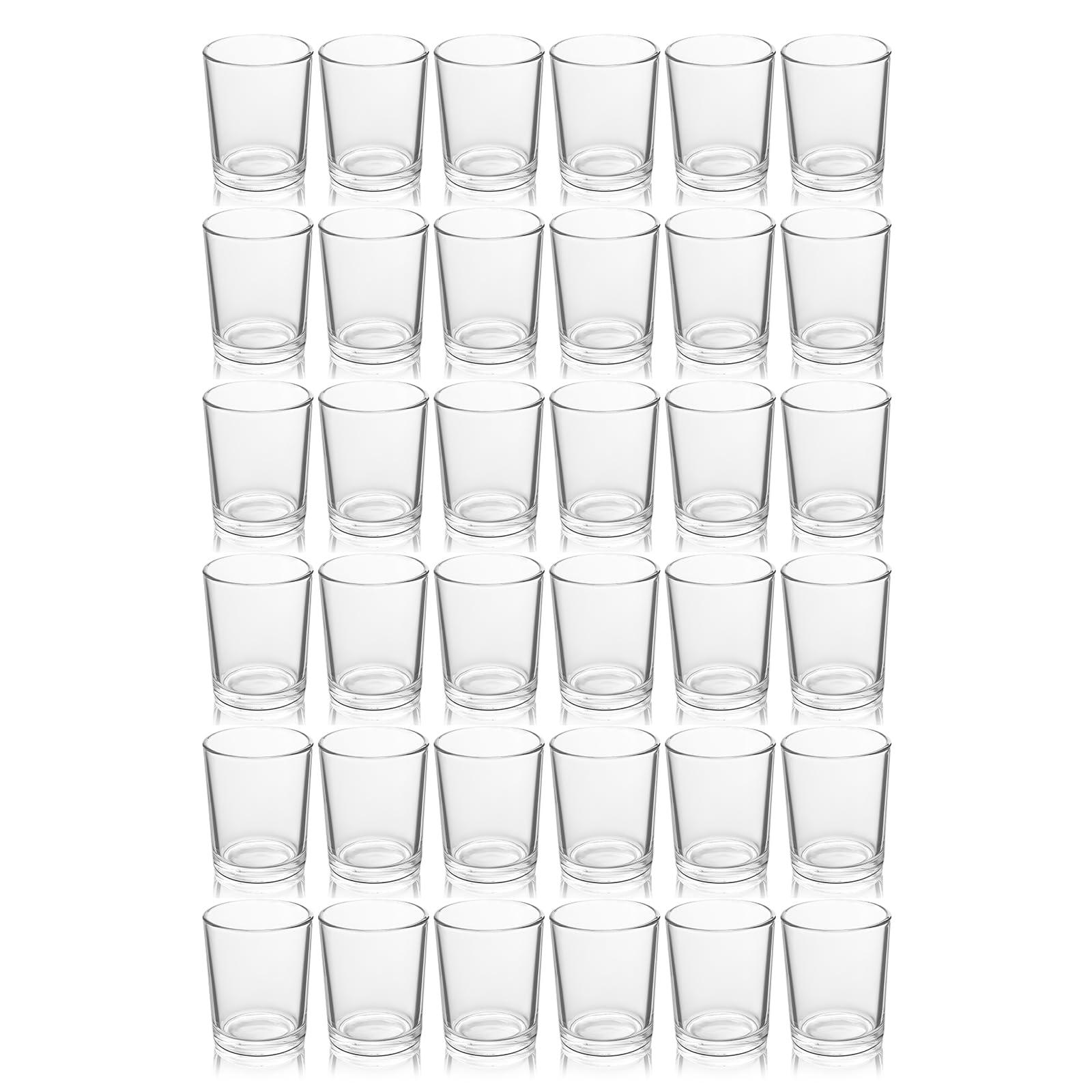 BTGLLAS 36pcs Clear Glass Tea Light Holders - Votive Candle Holders Bulk for Weddings Events - Glass Votives for Wedding Centerpieces, Christmas, Thanksgiving - Candle Accessories Decor (36, Clear)