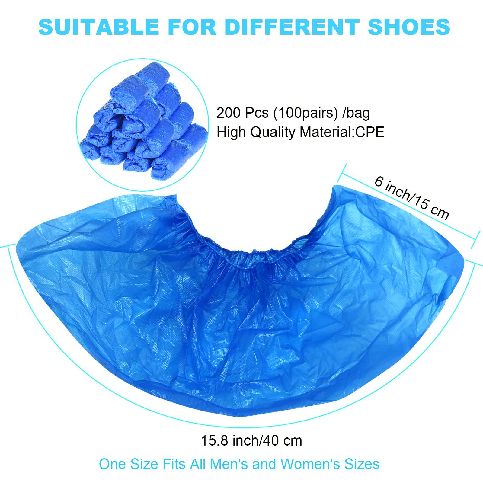 200Pcs/100Pairs Waterproof Shoe Covers Disposable Non Slip, Disposable Shoe Covers for Indoors, Premium Shoes Protectors Boot Covers, CPE Plastic Shoe Booties for Shoes Covers, Fit All Men&Women DHOOZ - Image 3