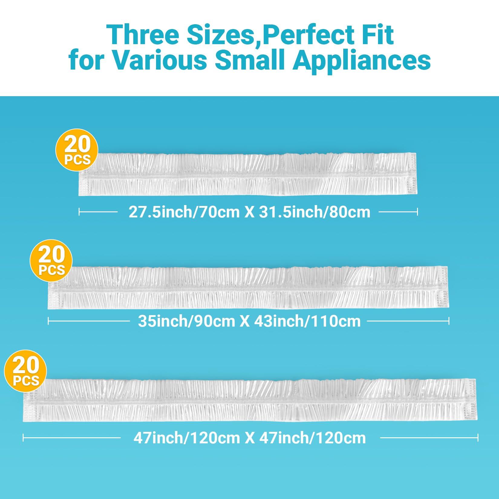 RAINFLOW Kitchen Appliance Covers - 60 Pcs Dust Covers For Kitchen Appliances Clear Disposable Thickened Dust Cover With Elastic For Household Air Fryer Oven Rice Cookers Fan And Storage (S,M,L) - Image 2