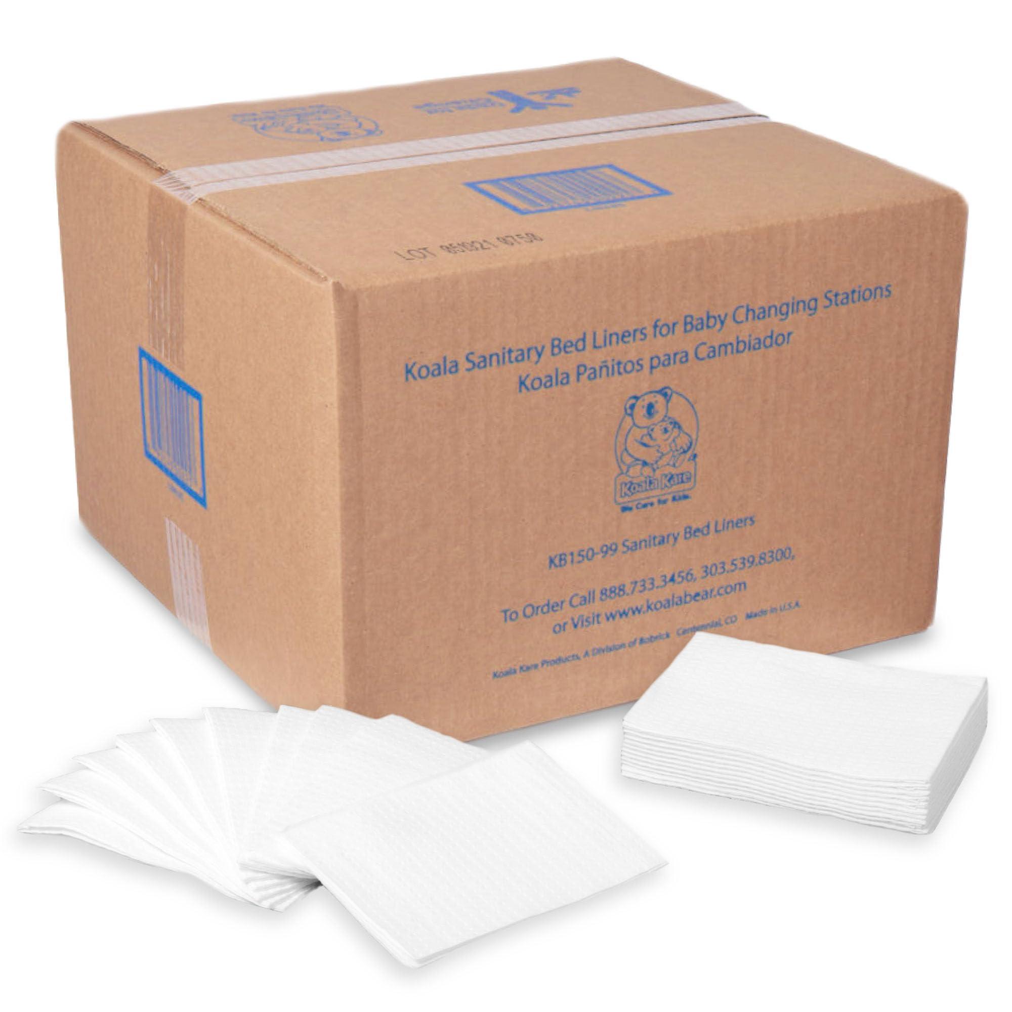 KoalaKare Sanitary Bed Liners for Baby Changing Stations – 3-Ply Biodegradable, Moisture-Resistant Quilted Liners, Eco-Friendly - 500 Liners (Model KB150-99)