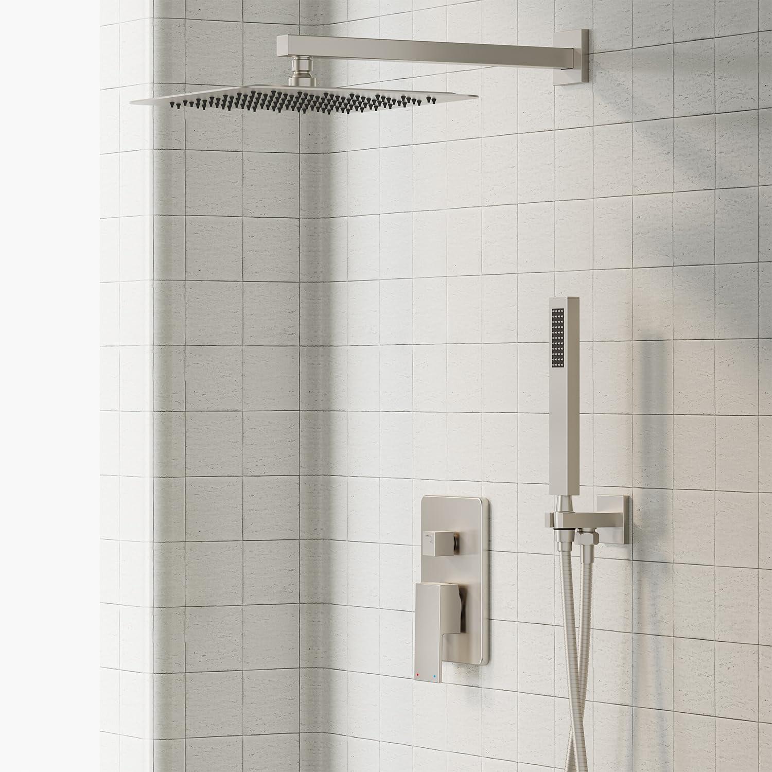 Gabrylly Shower System Brushed Nickel, Rain Shower head with handheld Shower Spray Combo, Rainfall Shower Faucet Set Complete, High Pressure 10" Stainless Steel Shower Valve Set - Image 2