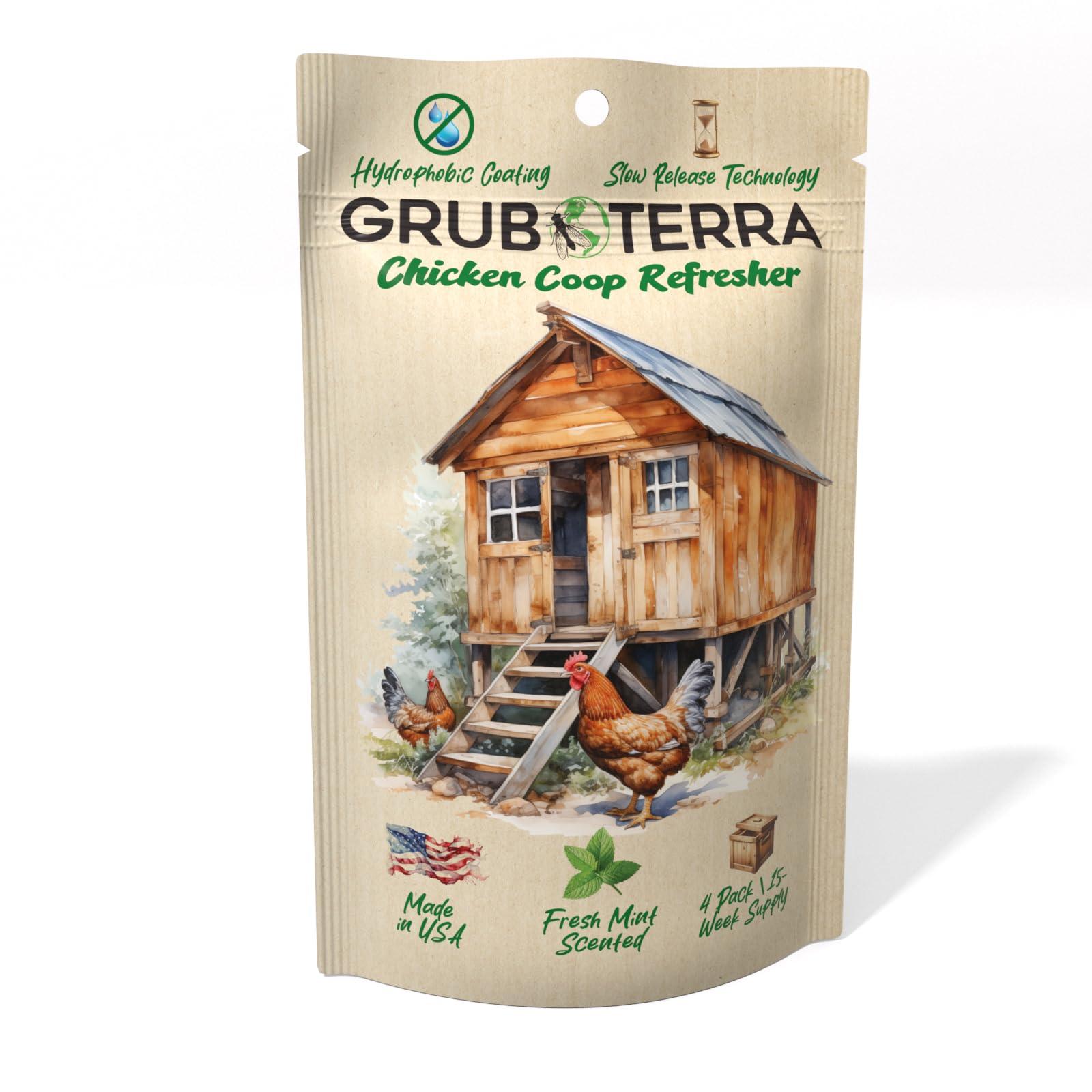 GrubTerra Coop Refresher Odor Freshener for Chicken Pen, Suitable for Chicken Waterer and Chicken Feeder, Smell Control Solution for Clean and Fresh Chicken Living Environment