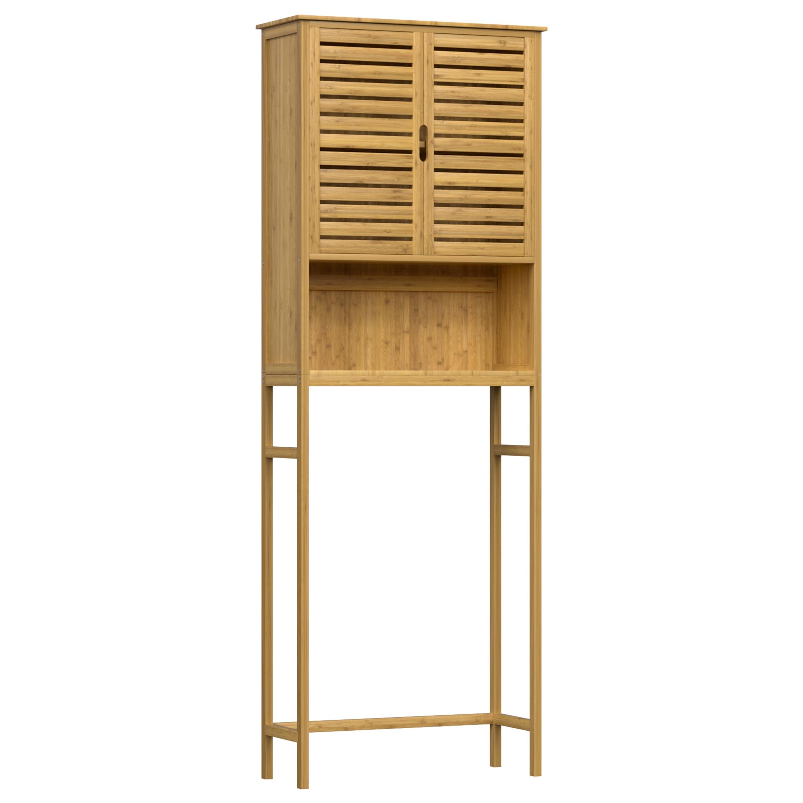 VEIKOU Over The Toilet Storage Cabinet, Bamboo Over Toilet Storage with Removable Shelf, Bathroom Freestanding Over The Toilet Storage with Open Storage, Natural - Image 7