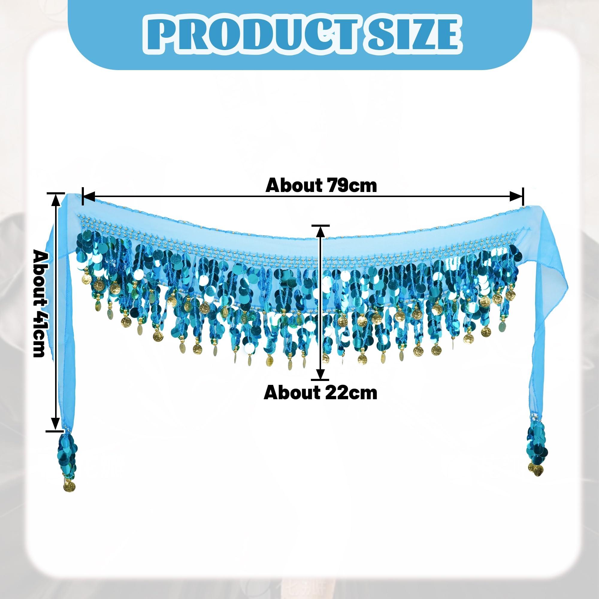 Baisdan Belly Dance Skirt 2Pack, Belly Dance Hip Scarf, Belly Dancer Costumes for Women, Belly Dancing Outfits, Coin Skirts - Image 4